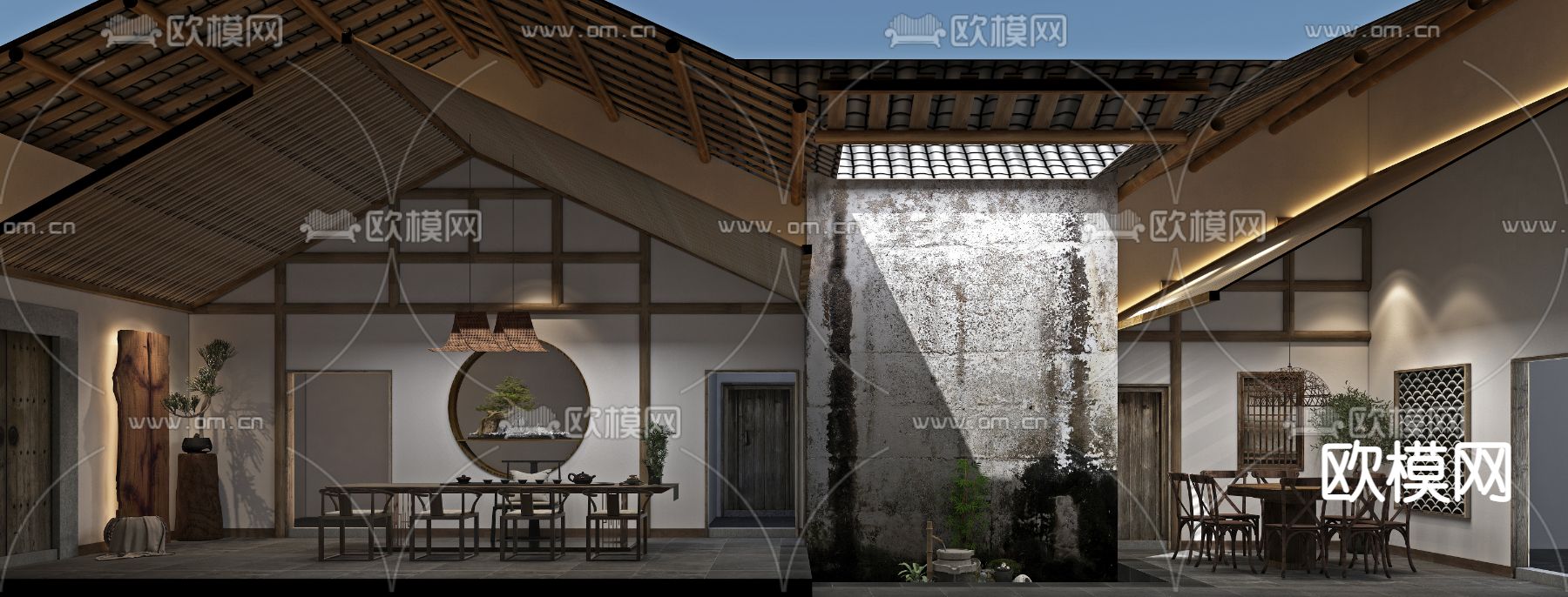 原木风民宿免费3d模型下载（渲染图3）
