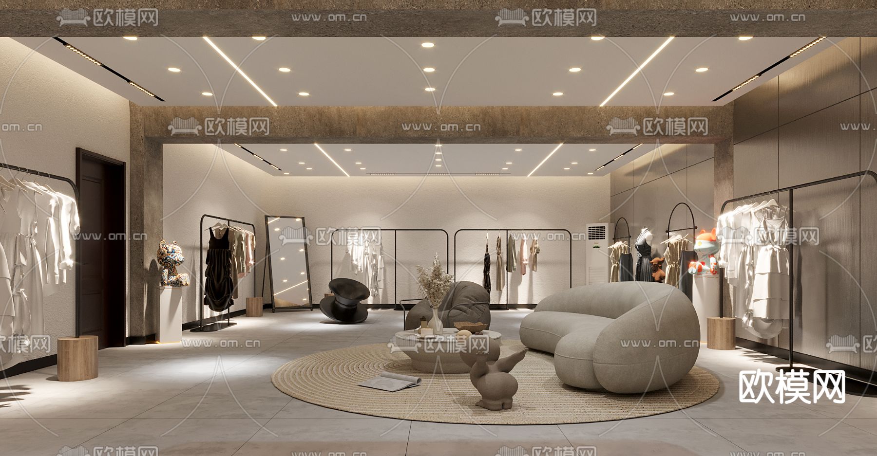 现代女装店 服装店3d模型下载（渲染图2）