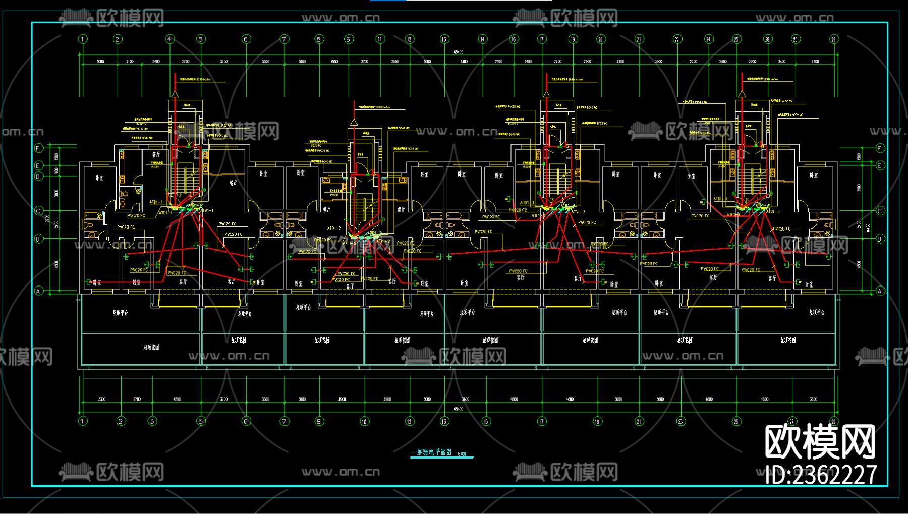 小区住宅电气设计cad施工图下载（渲染图1）