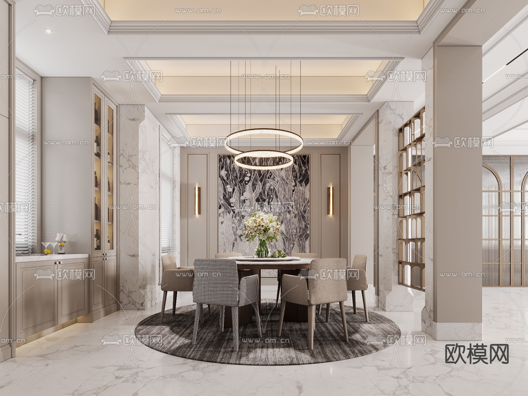 美式餐厅3d模型下载（渲染图1）