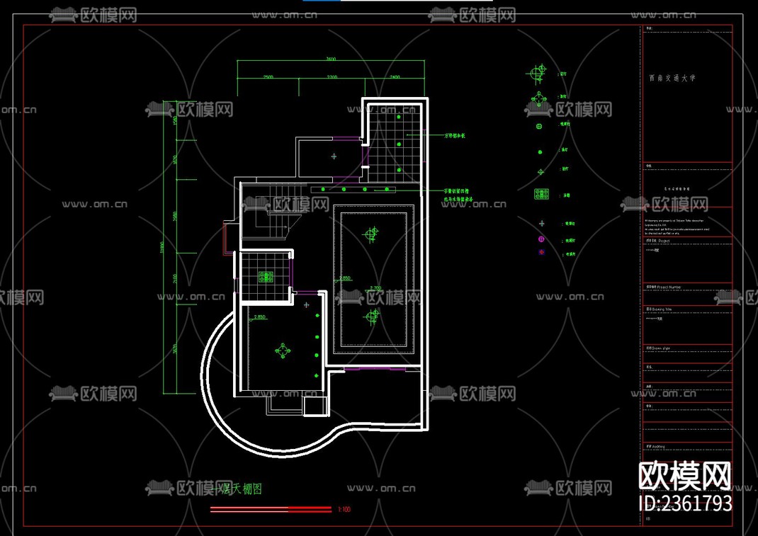 三层别墅室内装修设计cad施工图-免费3dmax模型库-欧模网
