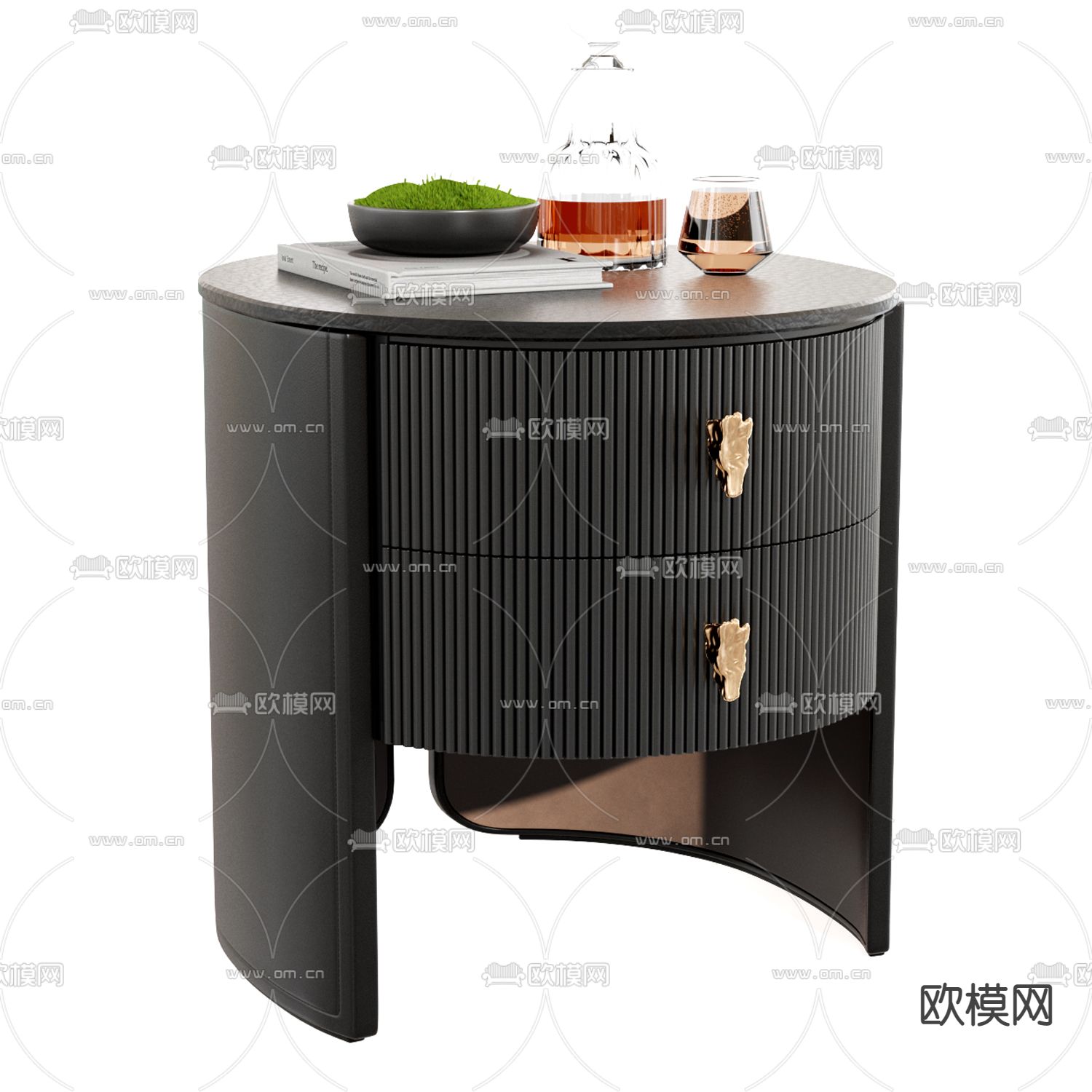 轻奢圆形床头柜3d模型