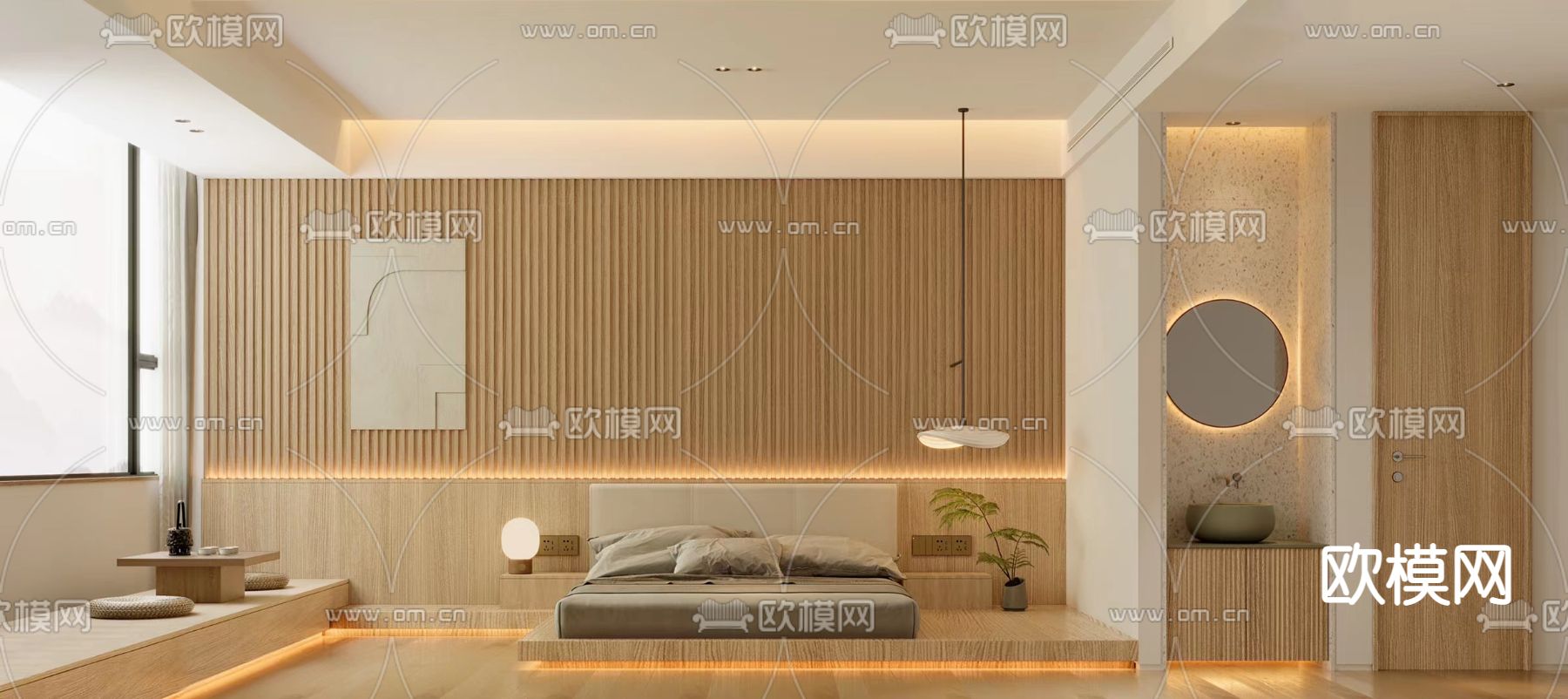 日式卧室 主卧 主人房3d模型下载