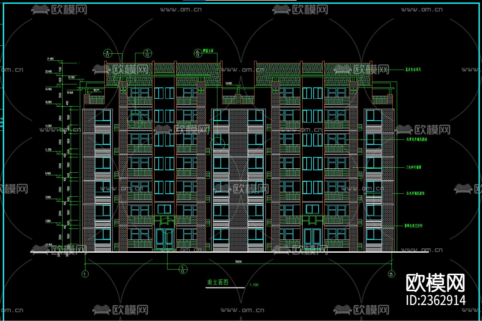经典住宅楼建筑CAD施工图下载（渲染图2）