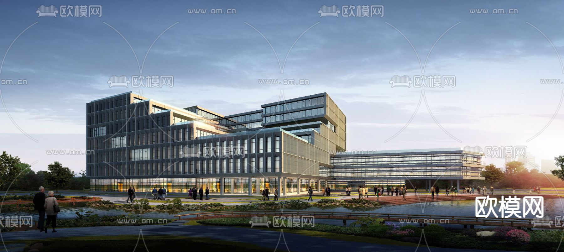 现代办公楼外观psd下载