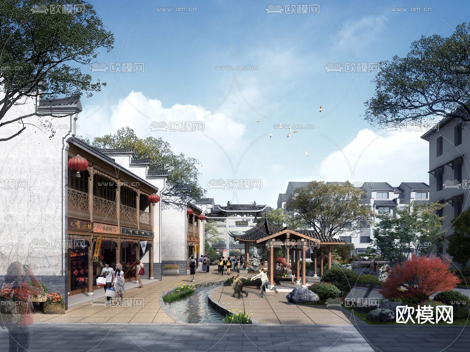 新中式商业街psd下载