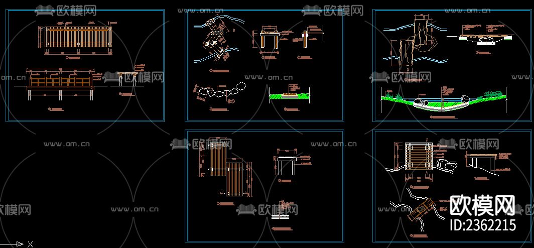 公园小桥设计cad施工图下载（渲染图3）
