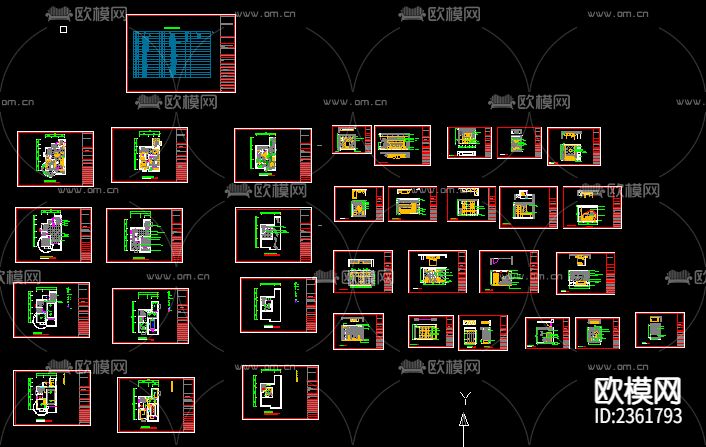 三层别墅室内装修设计cad施工图-免费3dmax模型库-欧模网