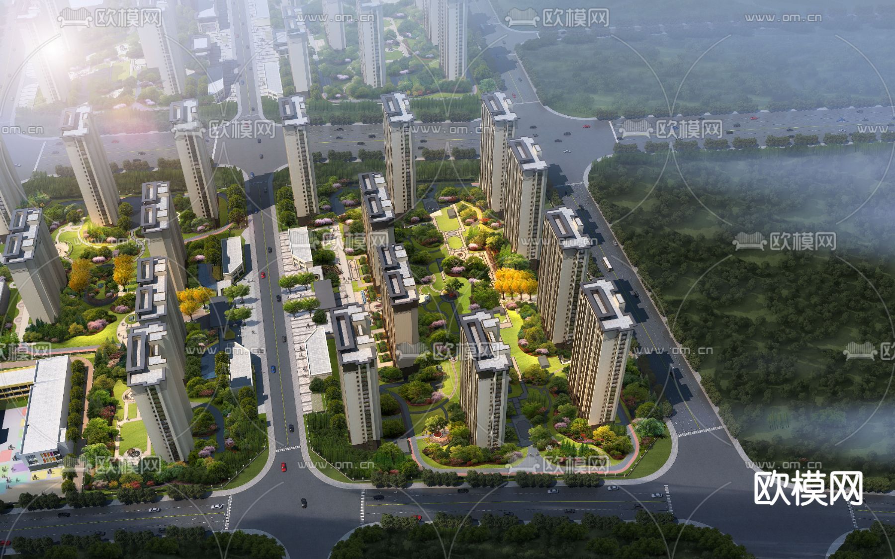 住宅楼鸟瞰psd下载