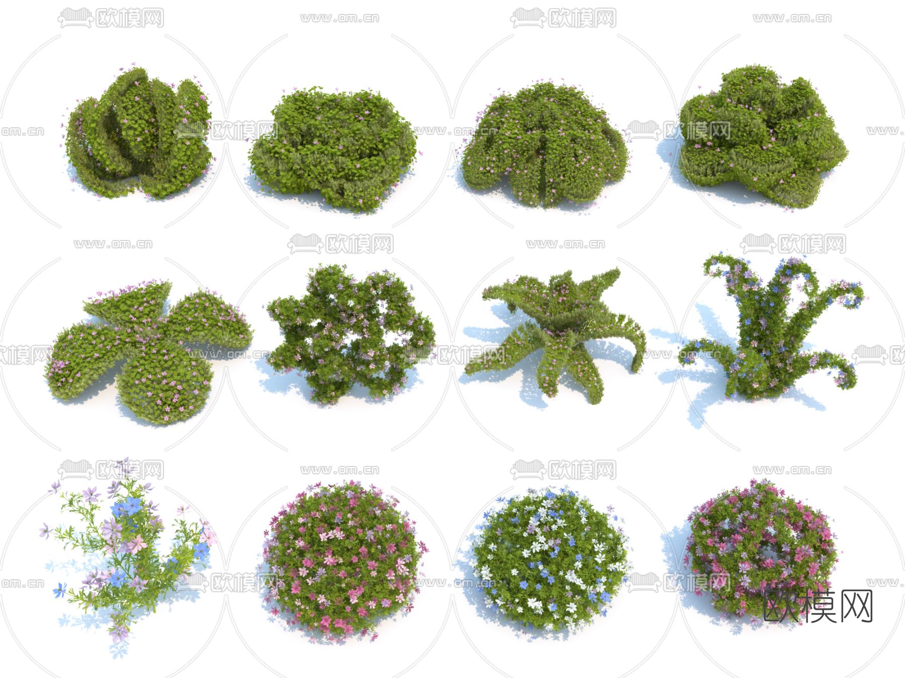 现代植物灌木丛3d模型下载_ID12194186_3dmax免费模型-欧模网