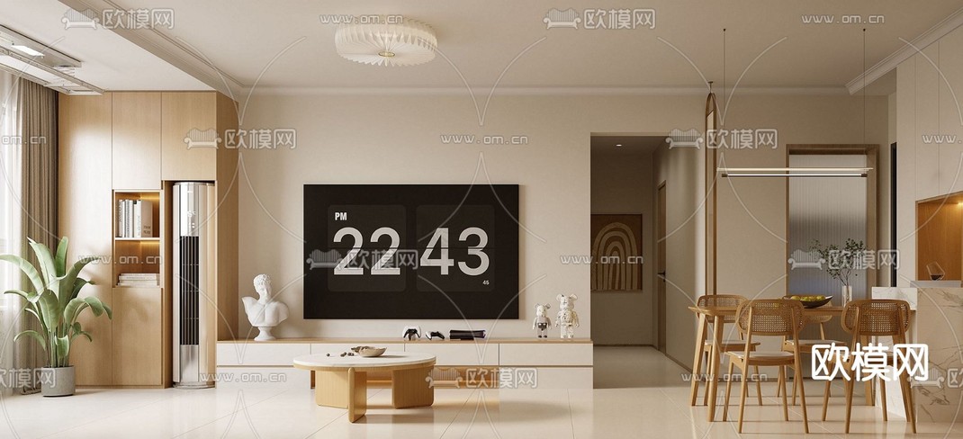 现代客餐厅3d模型下载_ID12193604_3dmax免费模型-欧模网