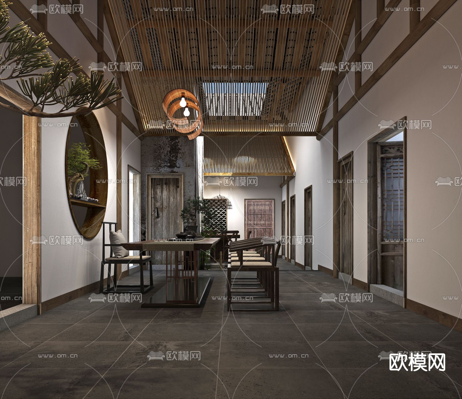 原木风民宿免费3d模型下载（渲染图2）