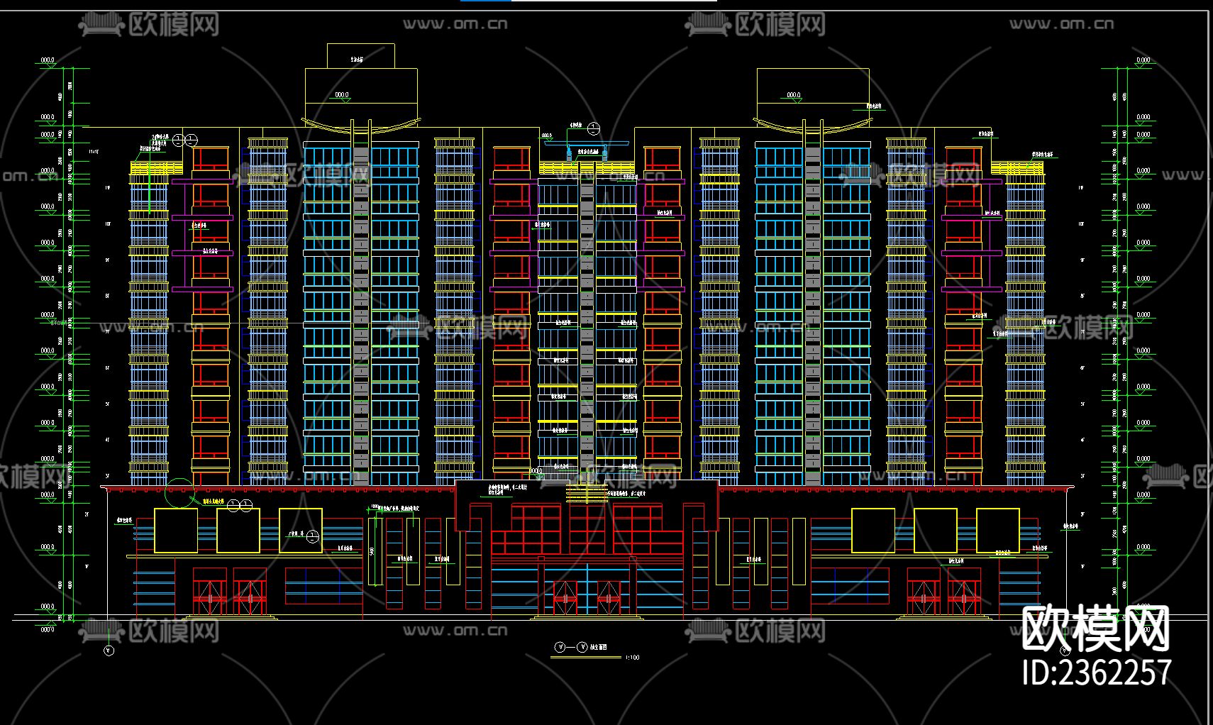 高层住宅设计cad施工图下载（渲染图1）