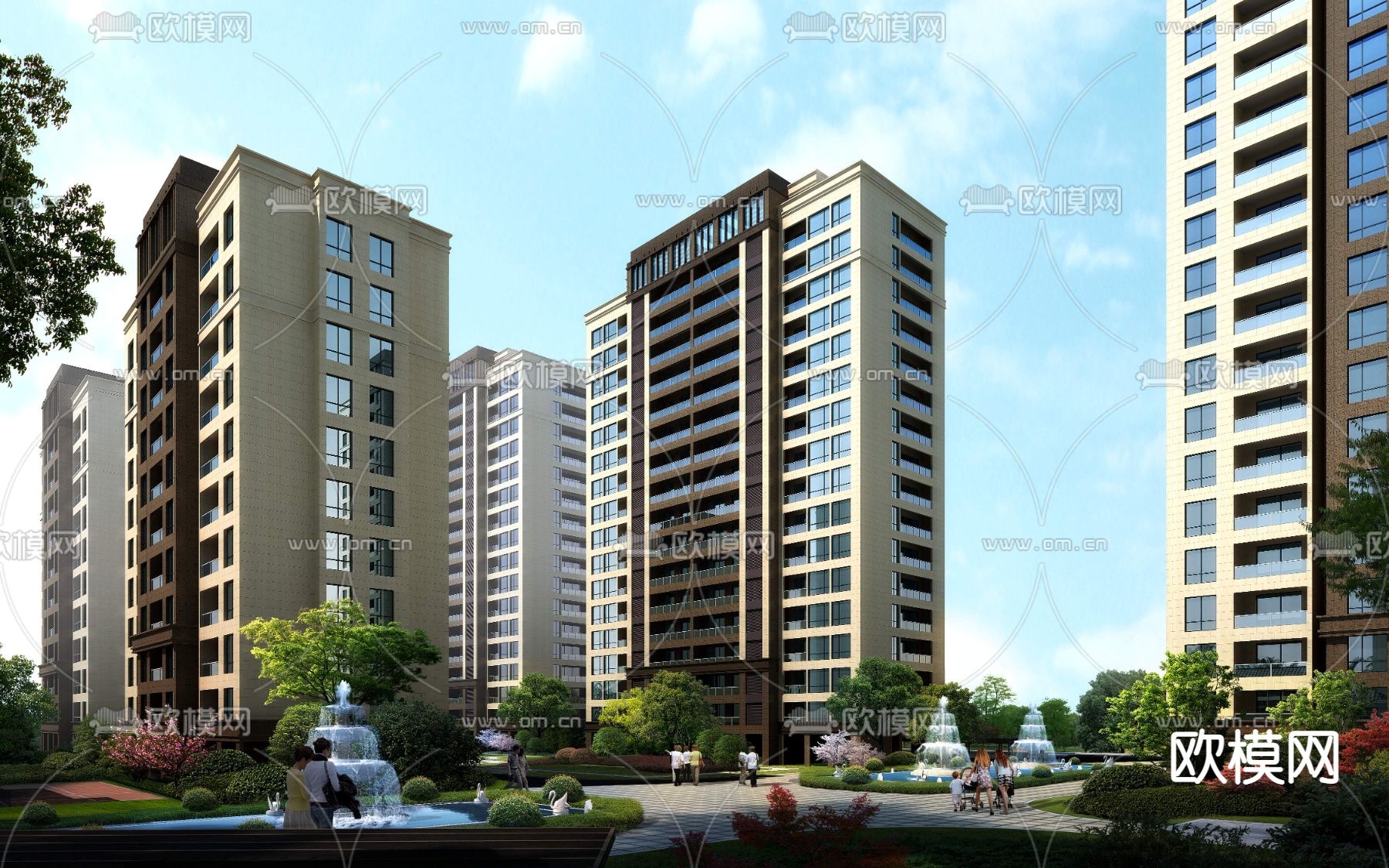 住宅楼外观psd下载