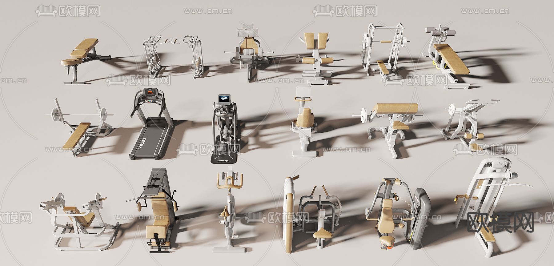 现代健身器材3d模型下载