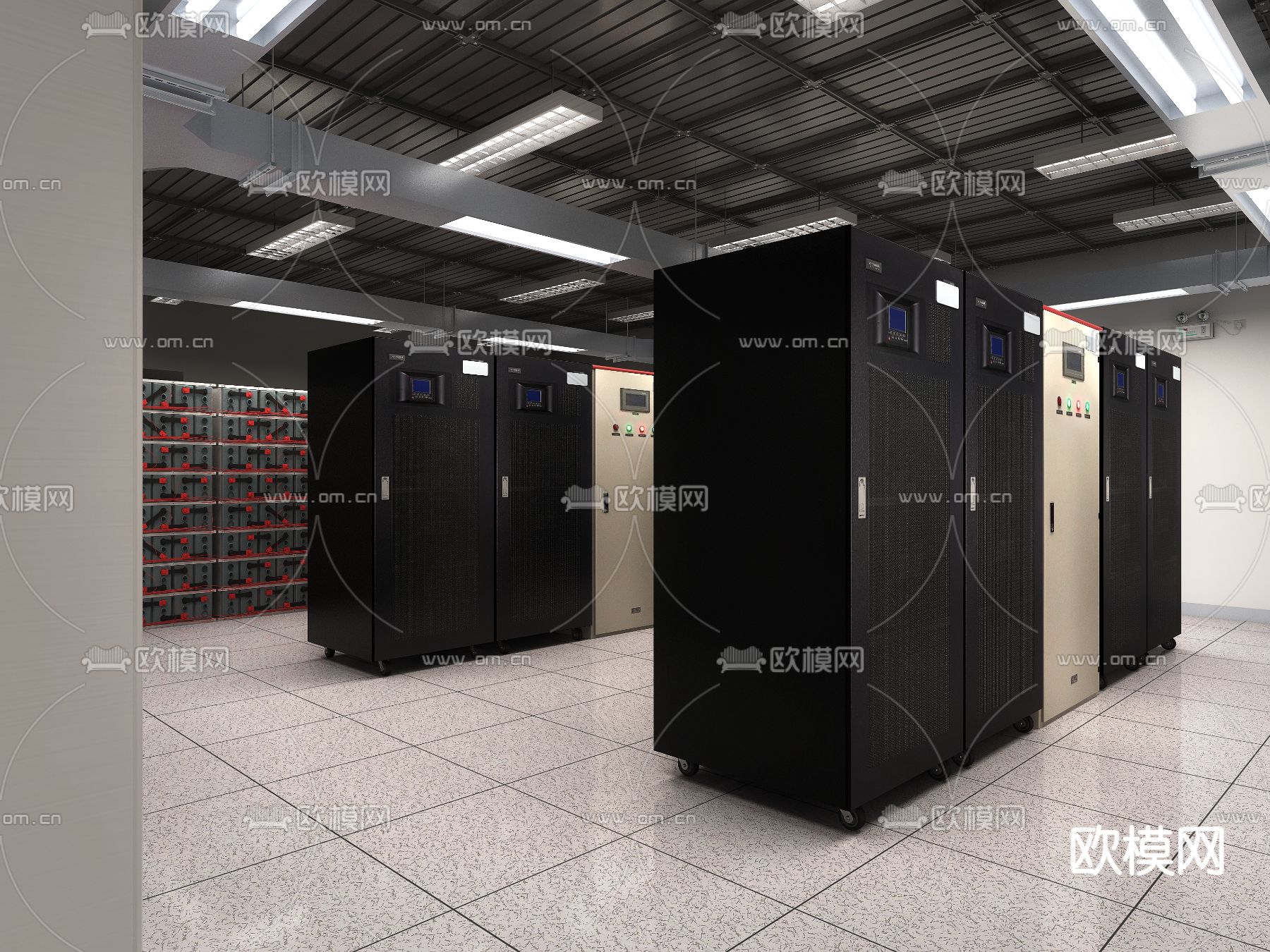 现代机房 UPS室3d模型下载（渲染图2）