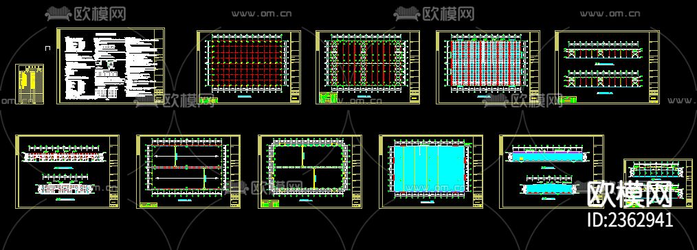 54X84米钢结构厂房CAD施工图下载（渲染图2）