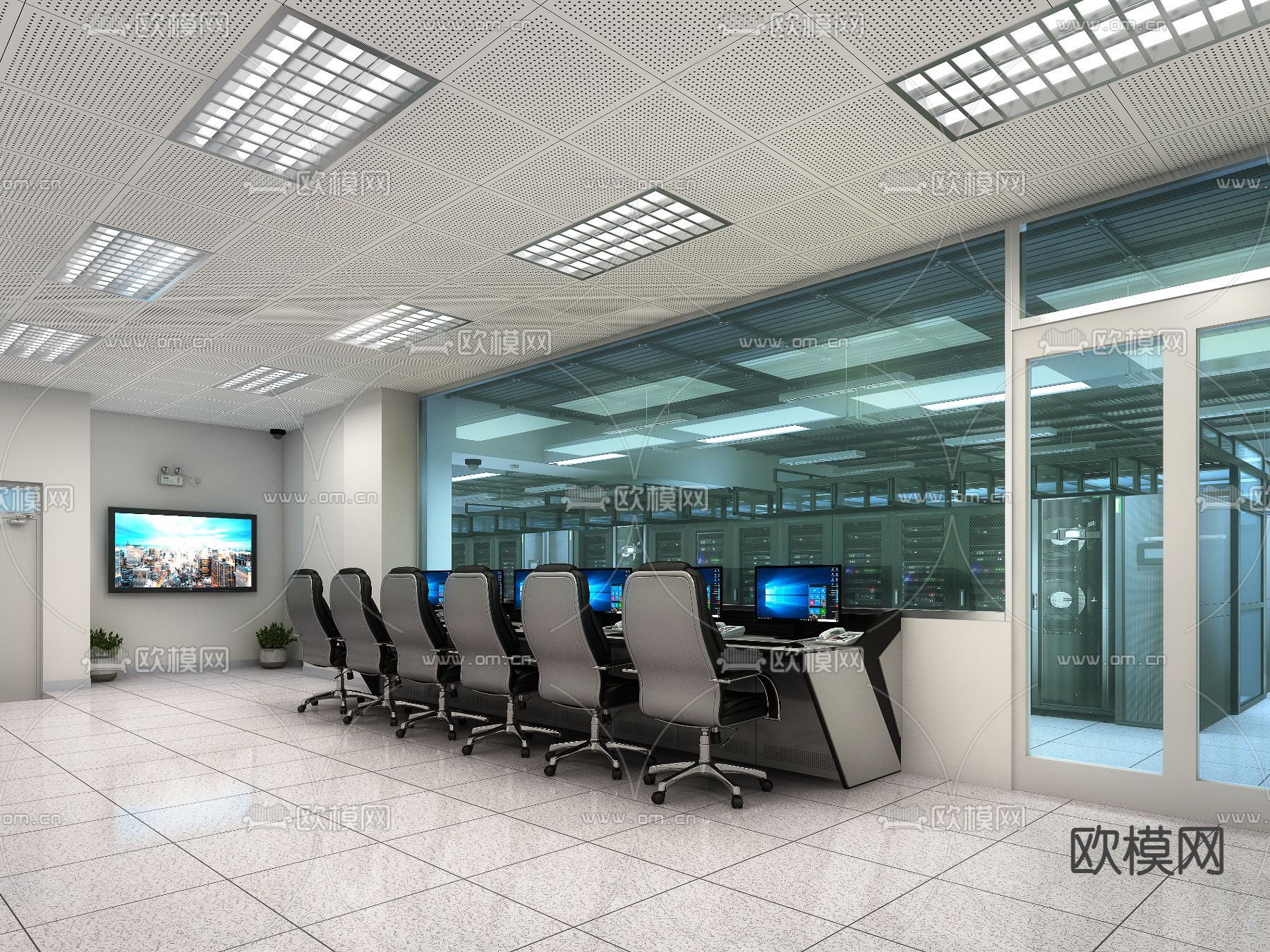 现代机房 UPS室3d模型下载（渲染图3）