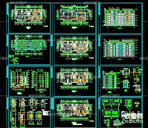 经典住宅楼建筑CAD施工图下载（渲染图1）
