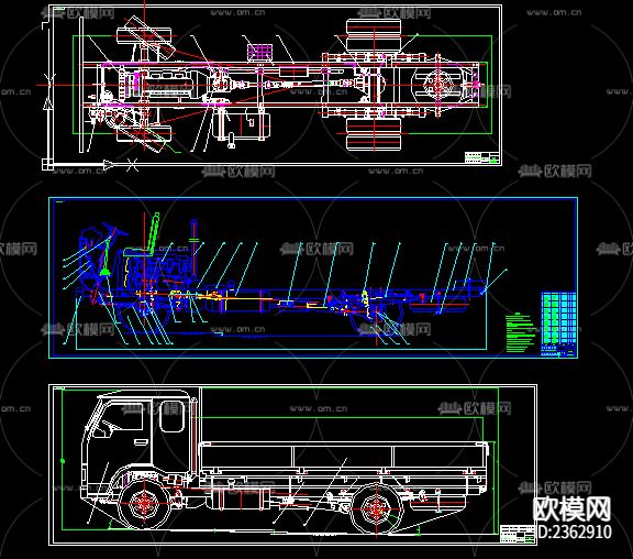 3吨柴油动力货车CAD施工图下载