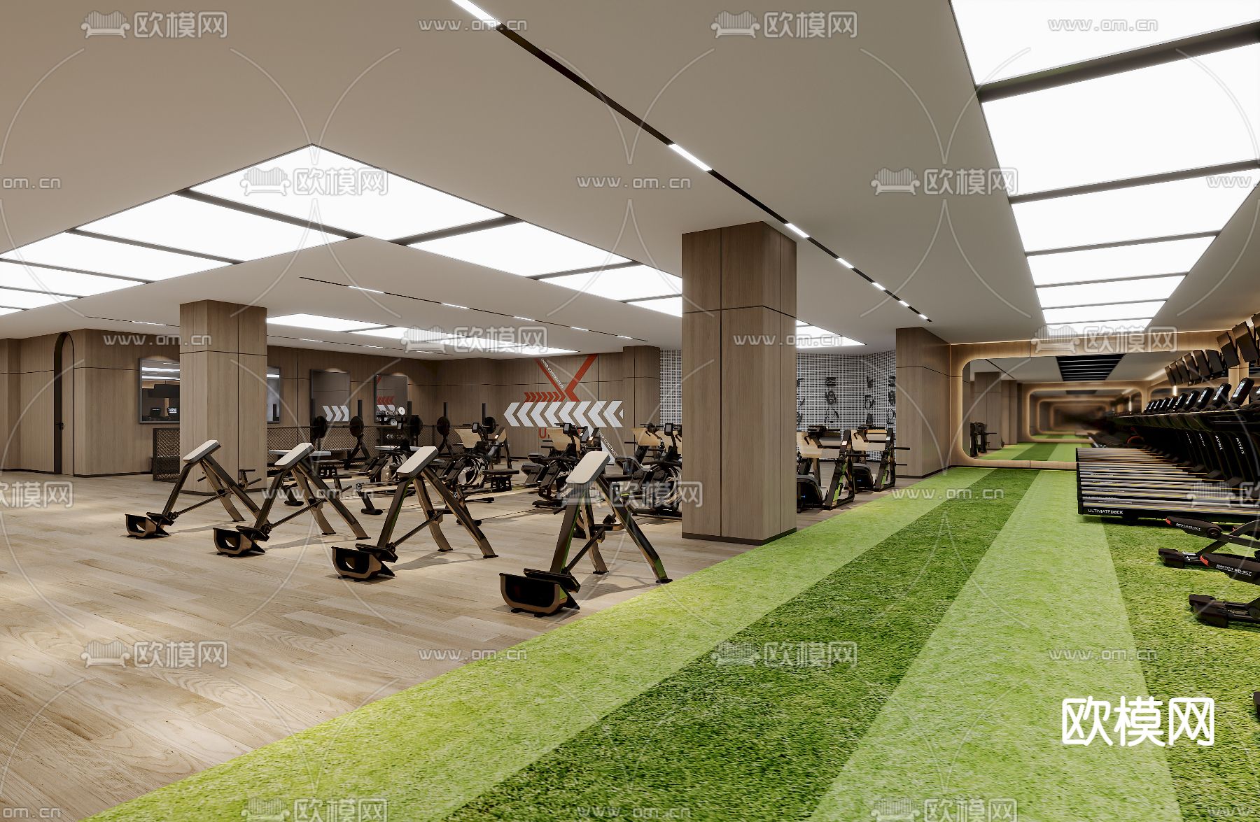 现代健身房3d模型下载（渲染图2）