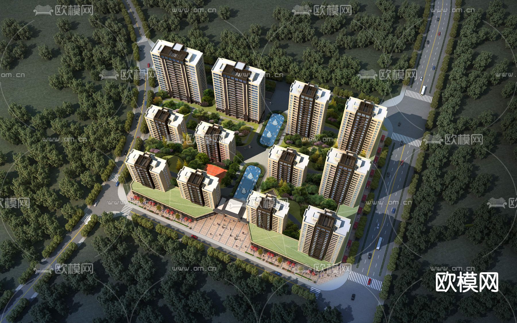 住宅楼鸟瞰psd下载