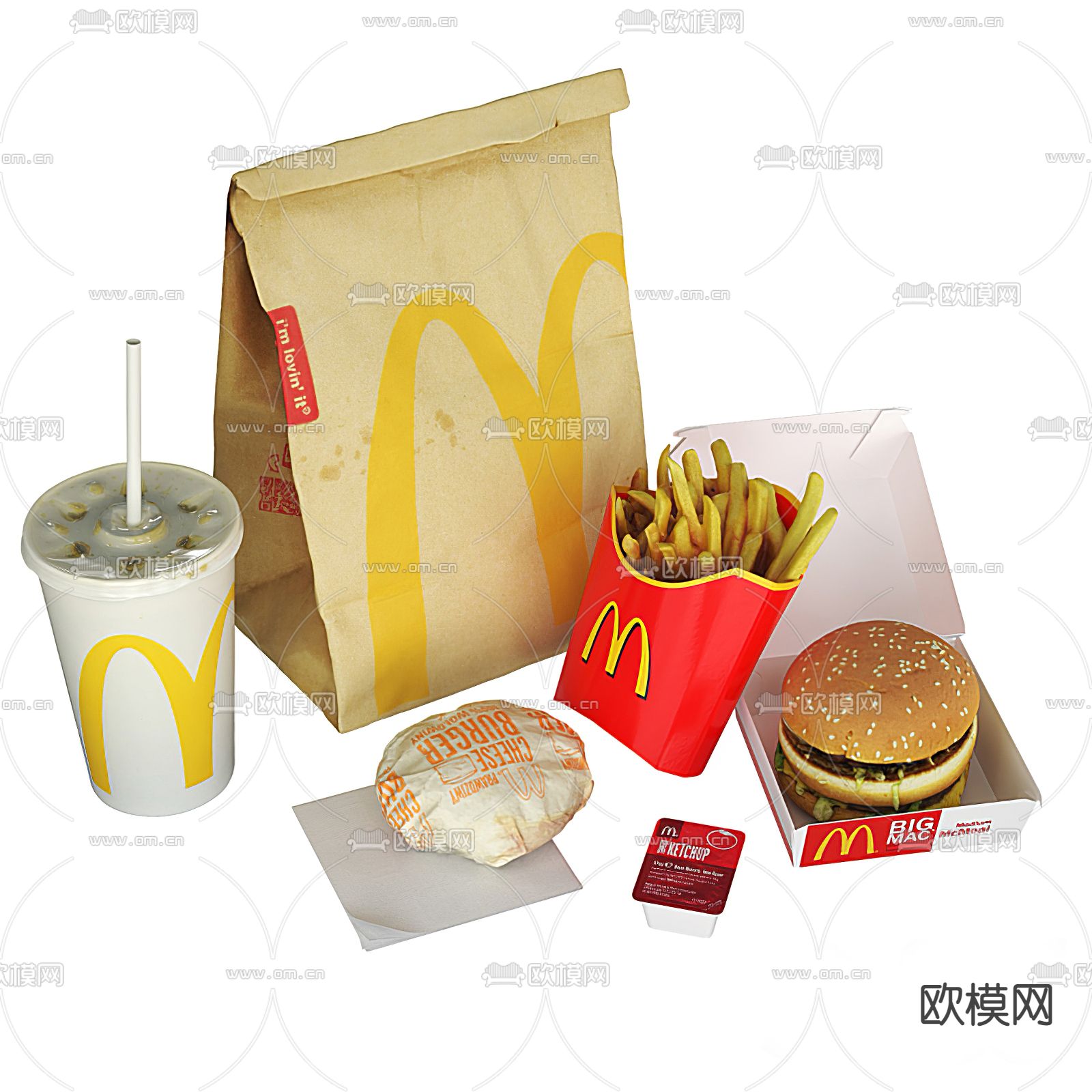 麦当劳外卖套餐3d模型下载