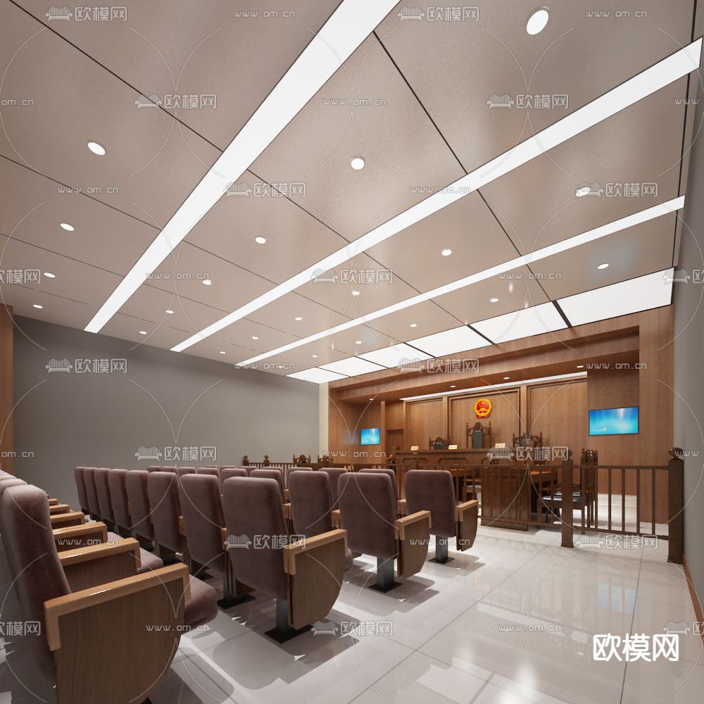 法庭审判室 诉讼大厅 审讯室3d模型下载