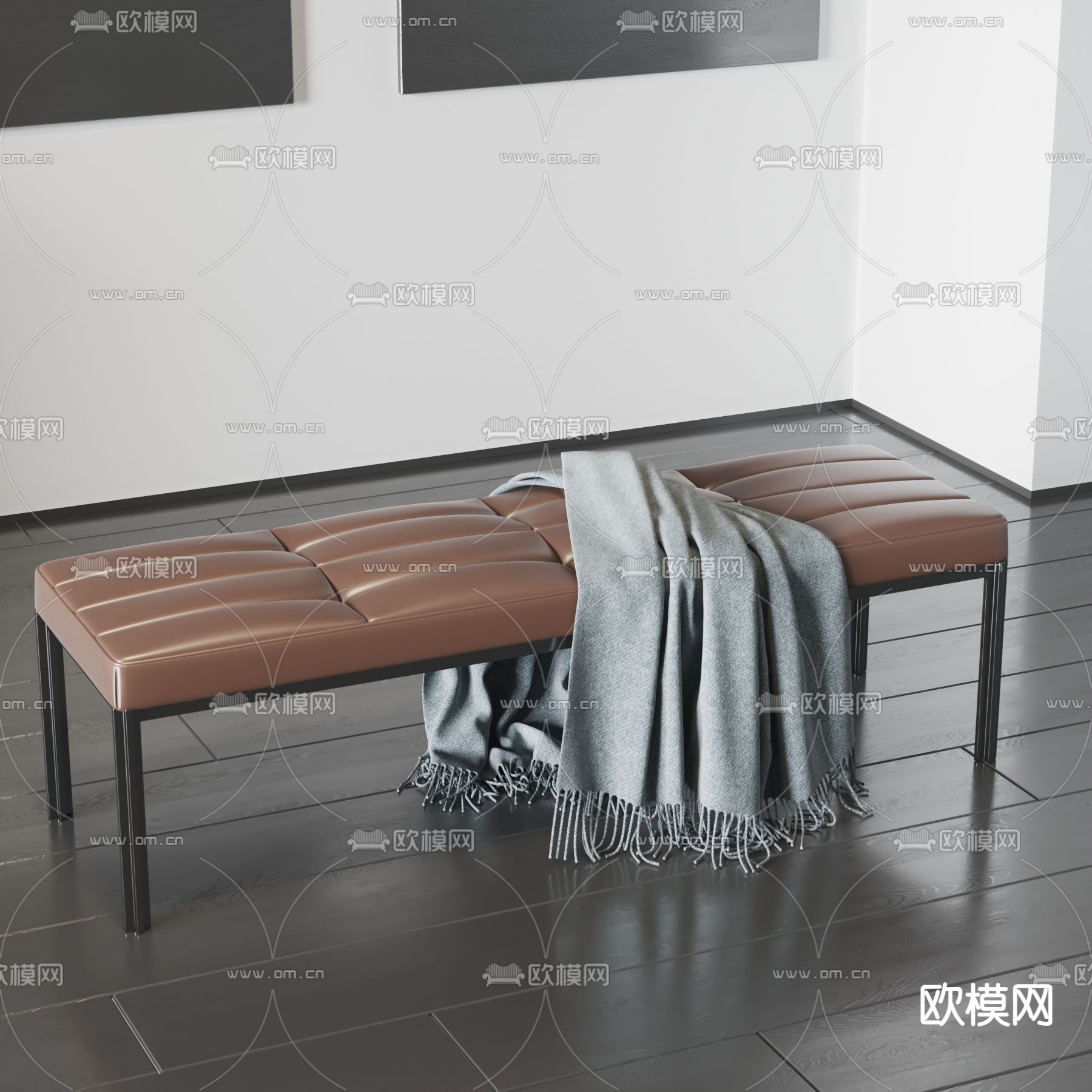 现代床尾凳子3d模型下载