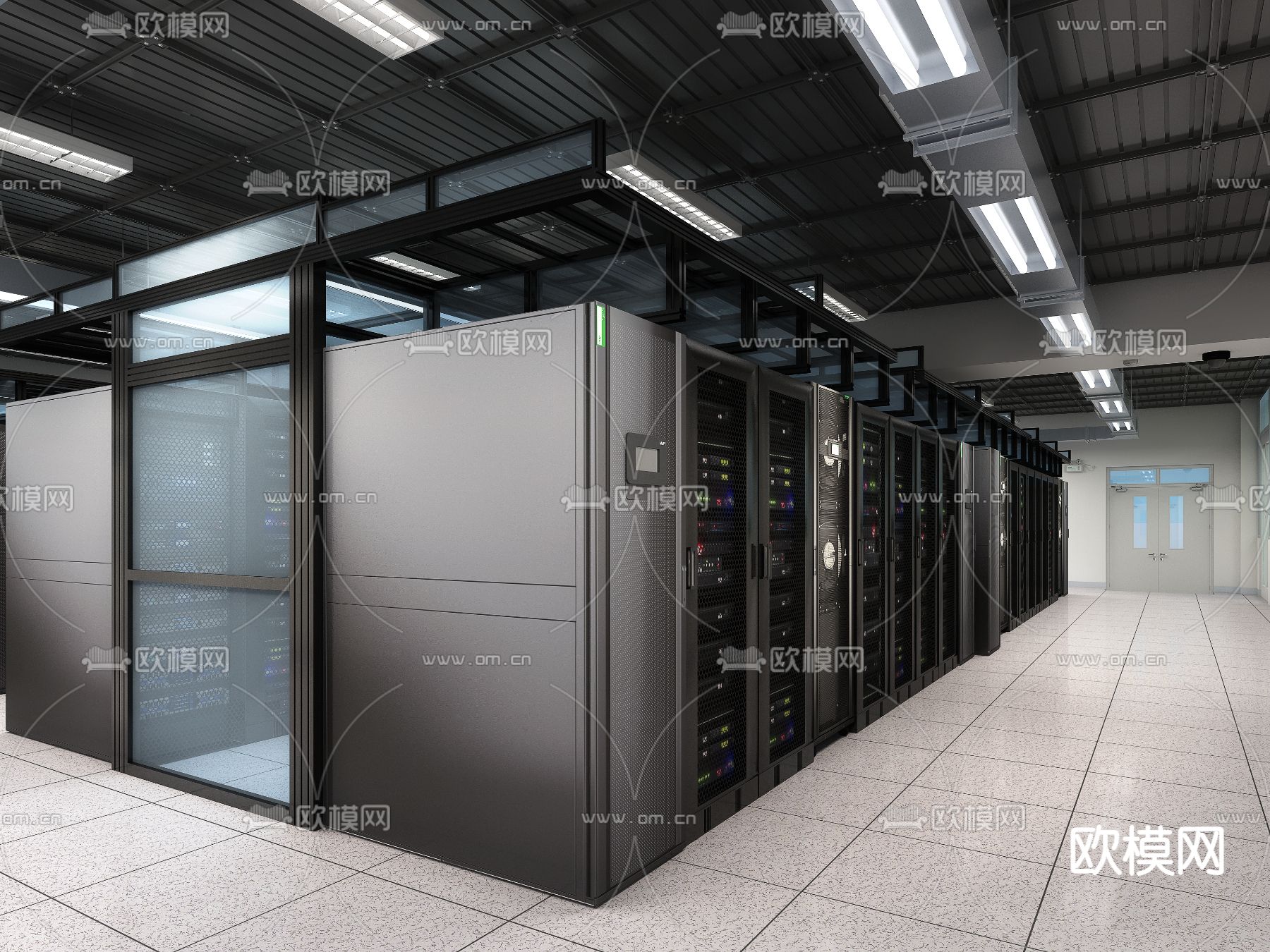 现代机房 UPS室3d模型下载（渲染图1）