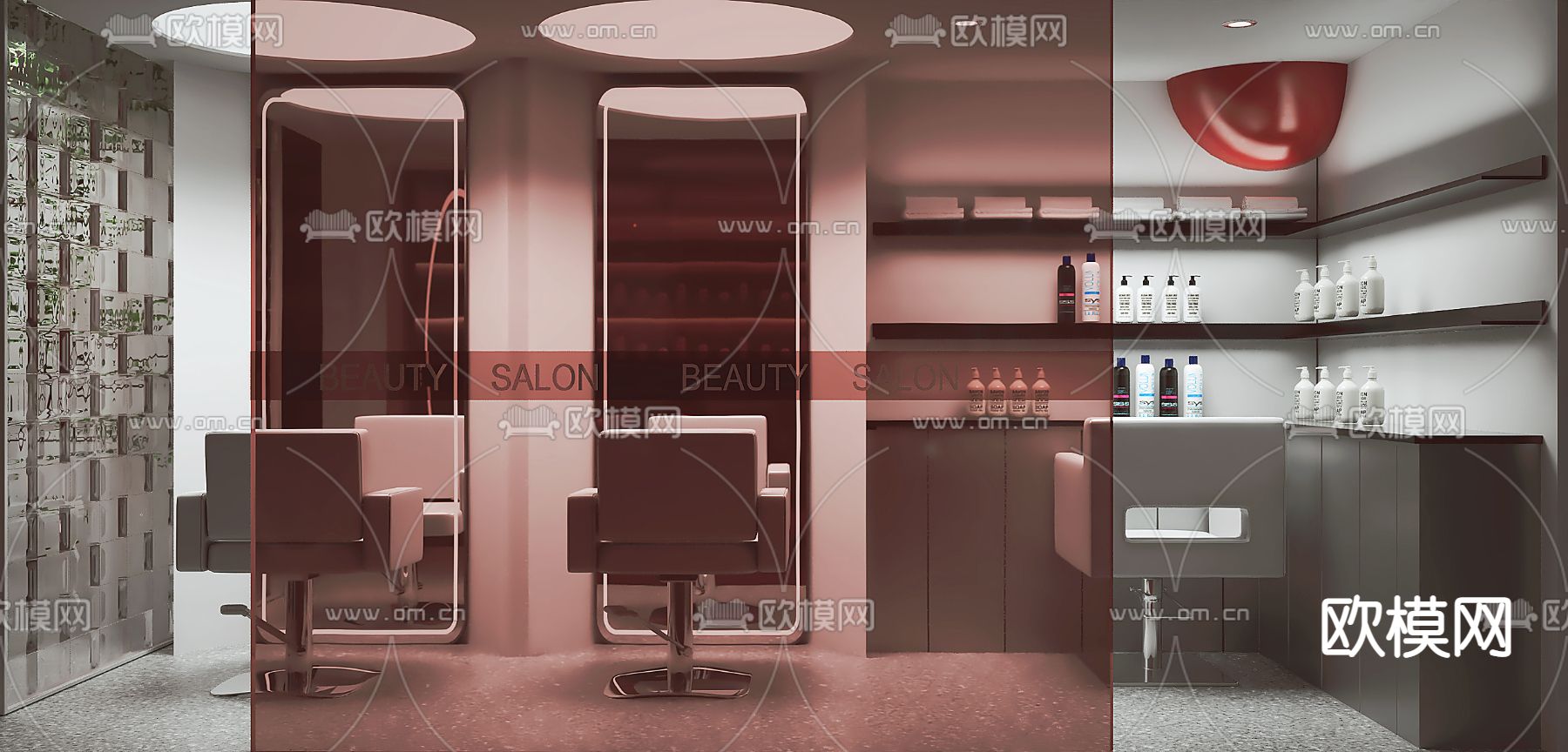 网红理发店 美发沙龙3d模型下载（渲染图4）
