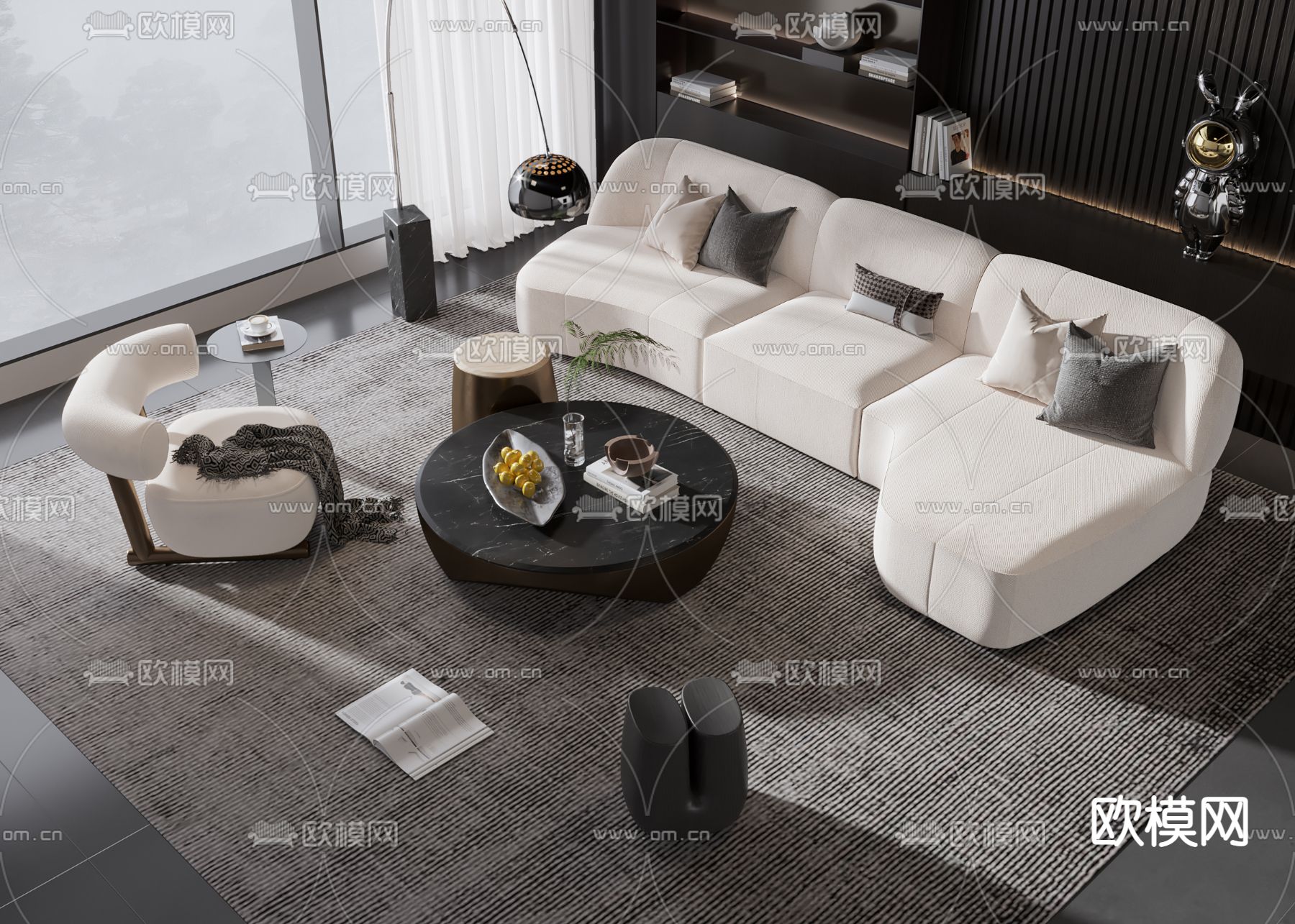 Molteni&C 转角组合沙发3d模型下载
