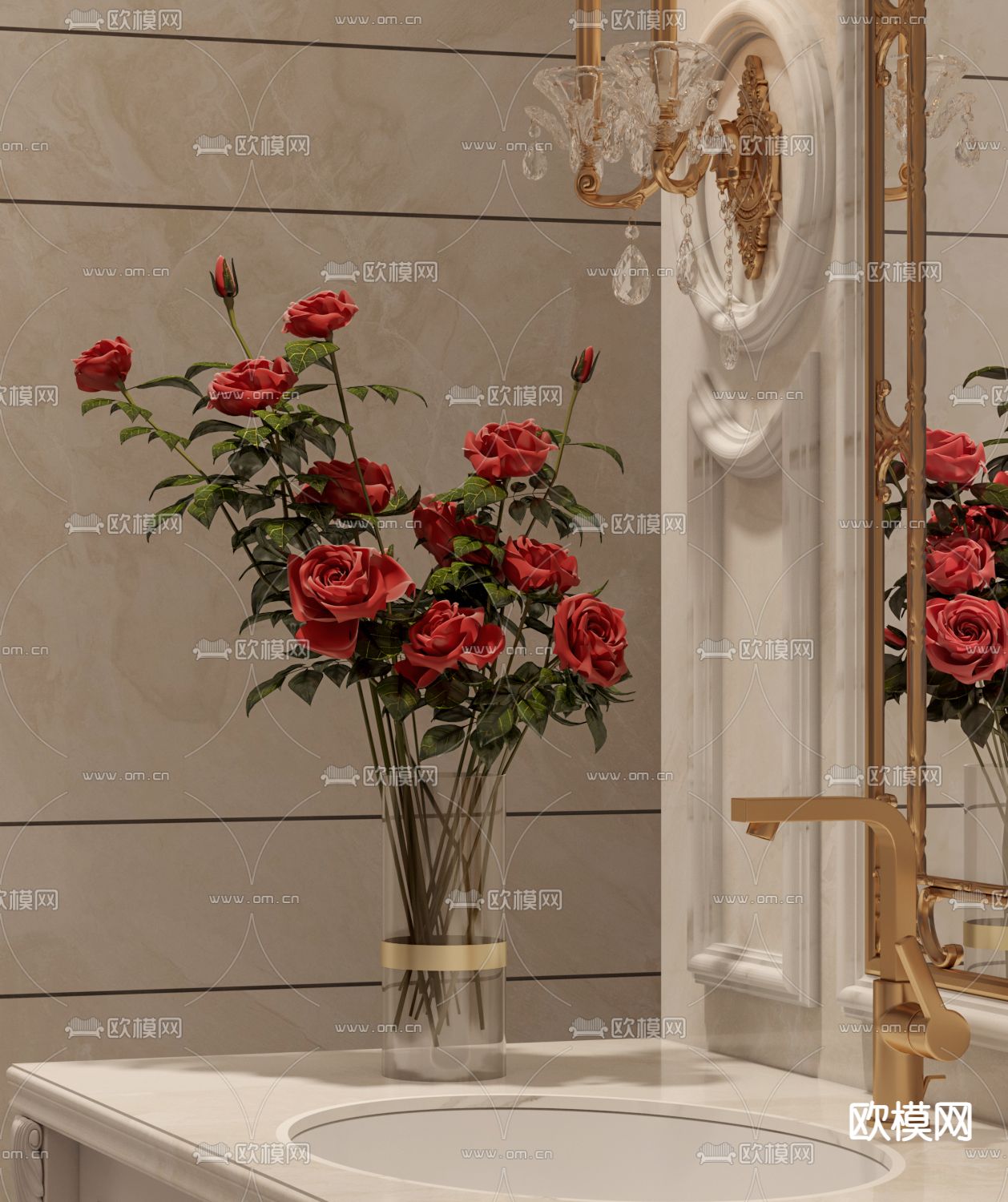 简欧浴室卫生间3d模型下载（渲染图2）