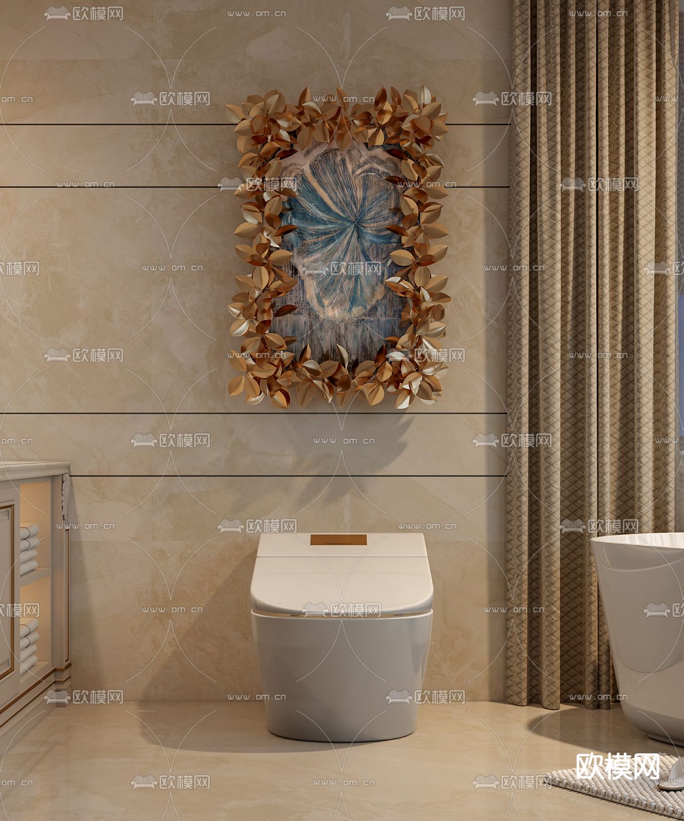 简欧浴室卫生间3d模型下载（渲染图2）