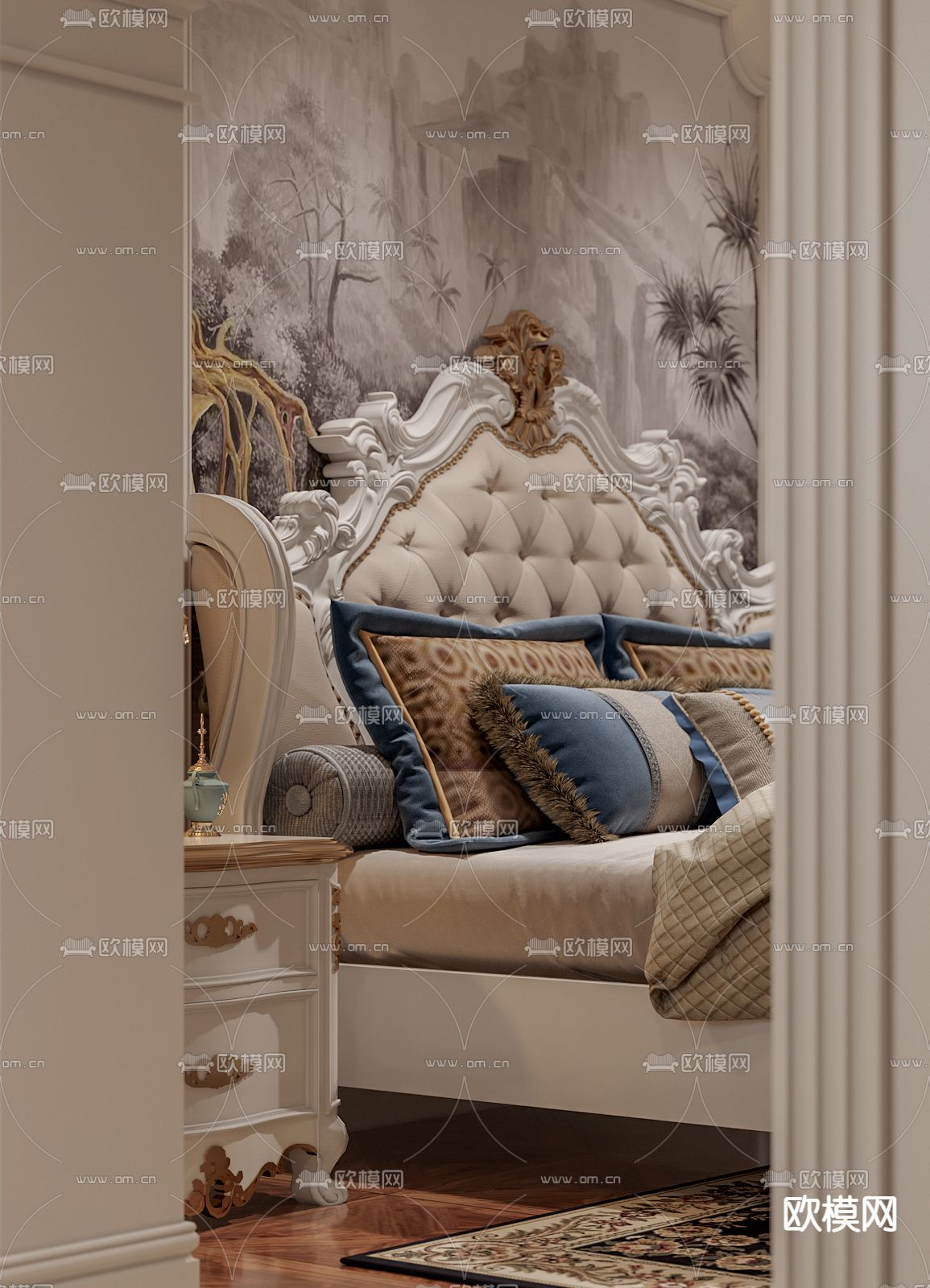 简欧卧室 主人房3d模型下载（渲染图3）