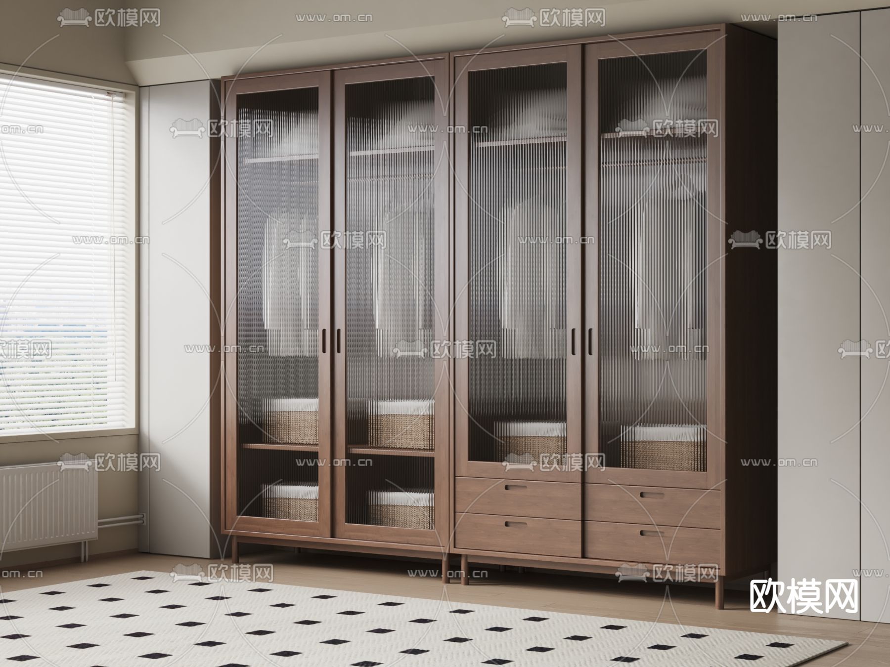 侘寂风衣柜 衣橱3d模型下载