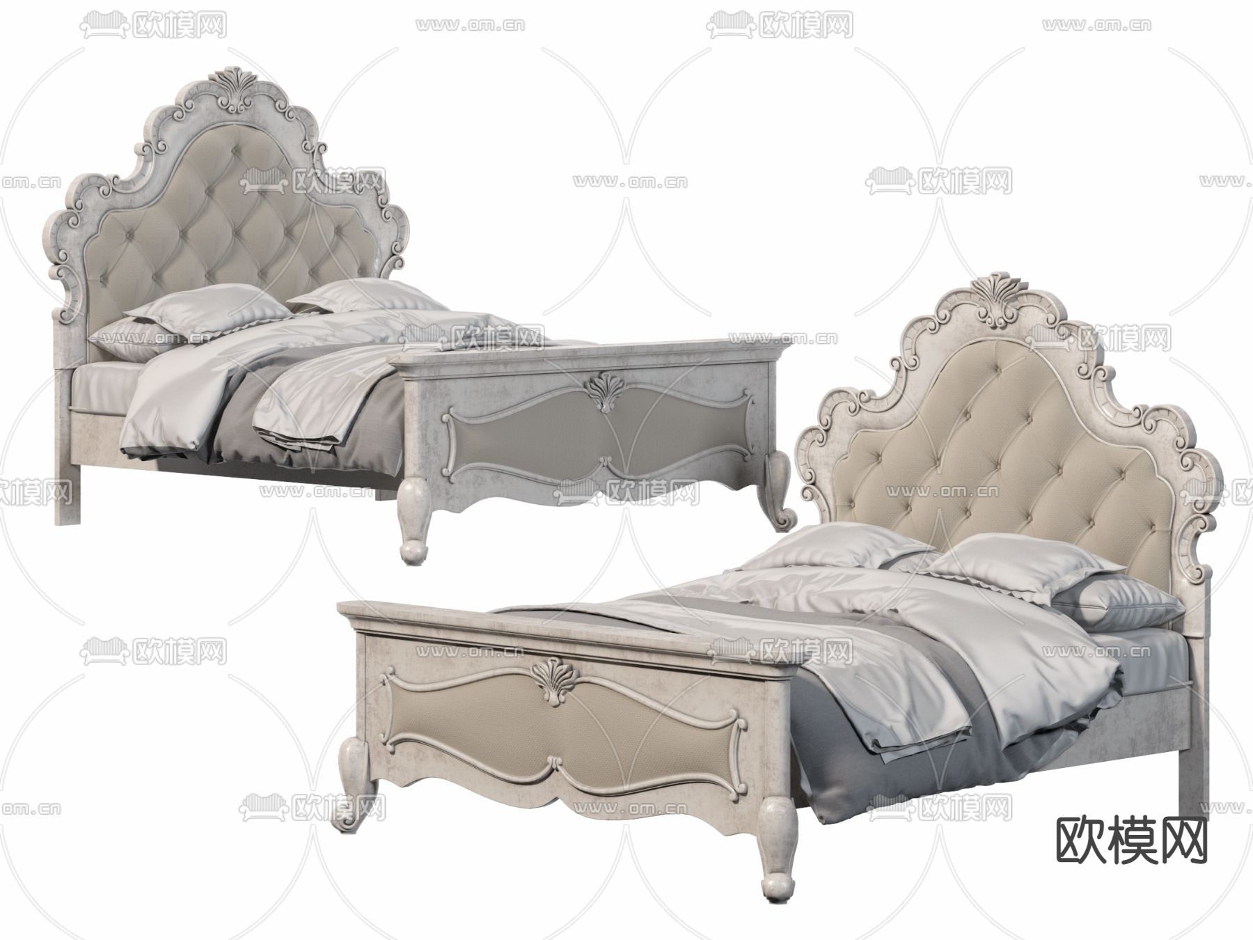 法式单人床3d模型下载