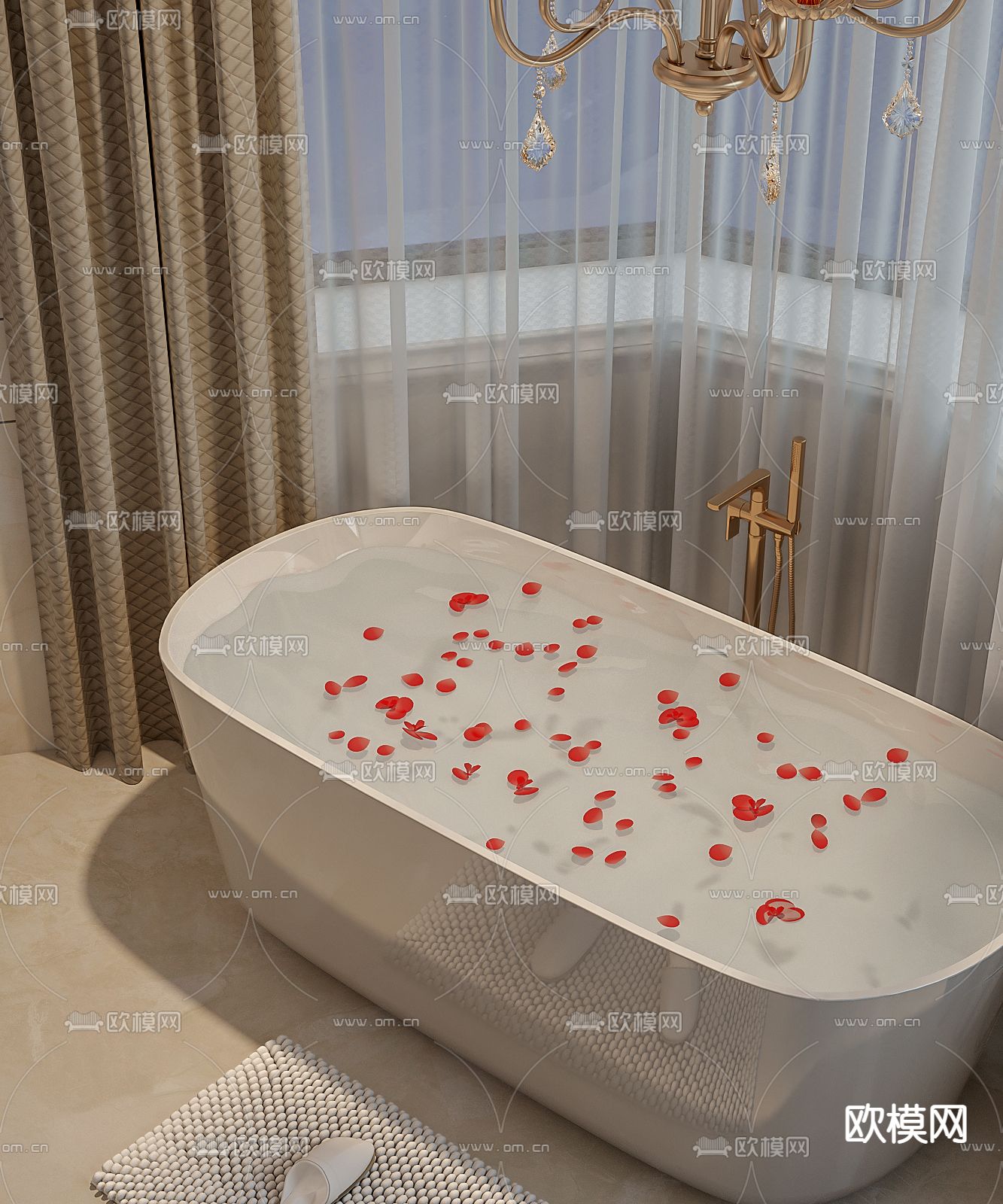 简欧浴室卫生间3d模型下载（渲染图3）