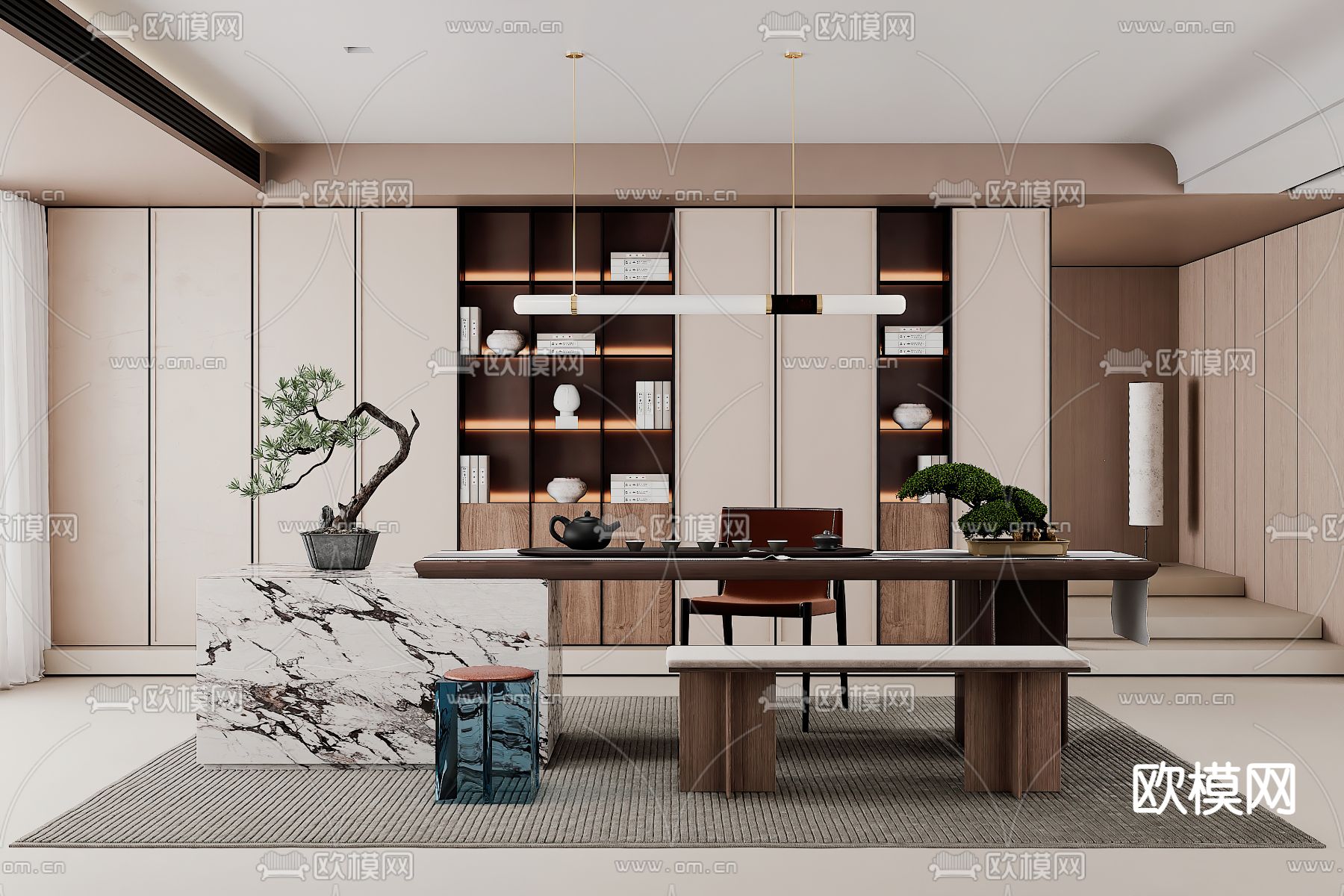 现代茶室3d模型下载