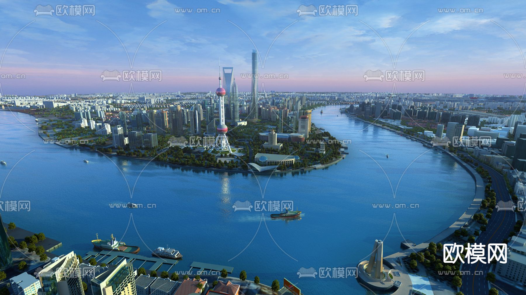 上海城市鸟瞰3d模型