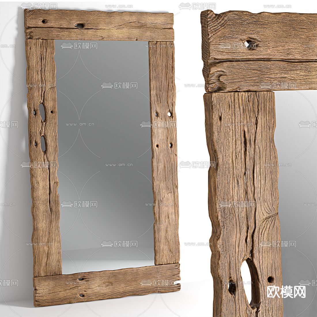 自然风全身镜 镜子3d模型下载（渲染图1）