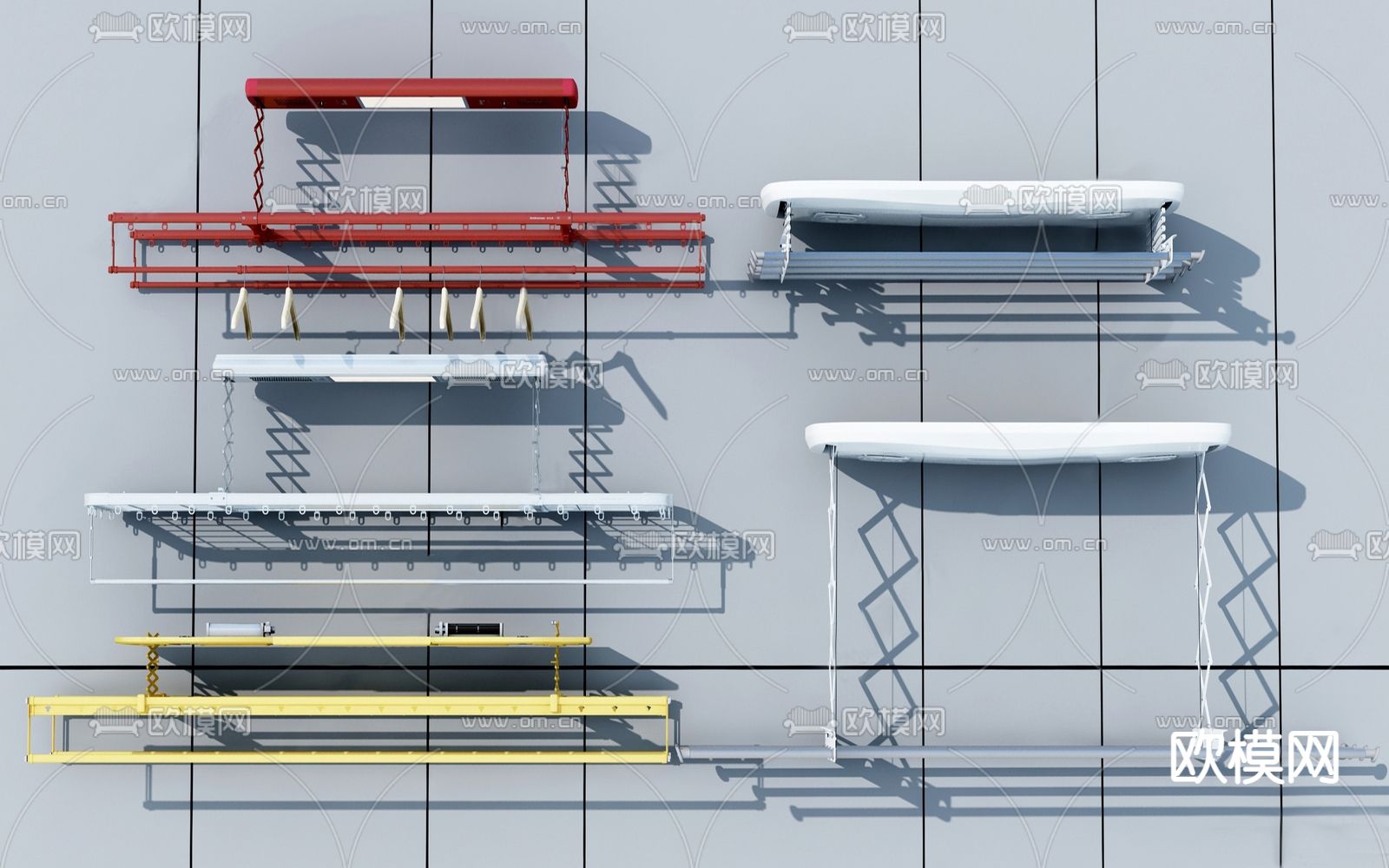 现代电动晾衣架su模型下载（渲染图1）