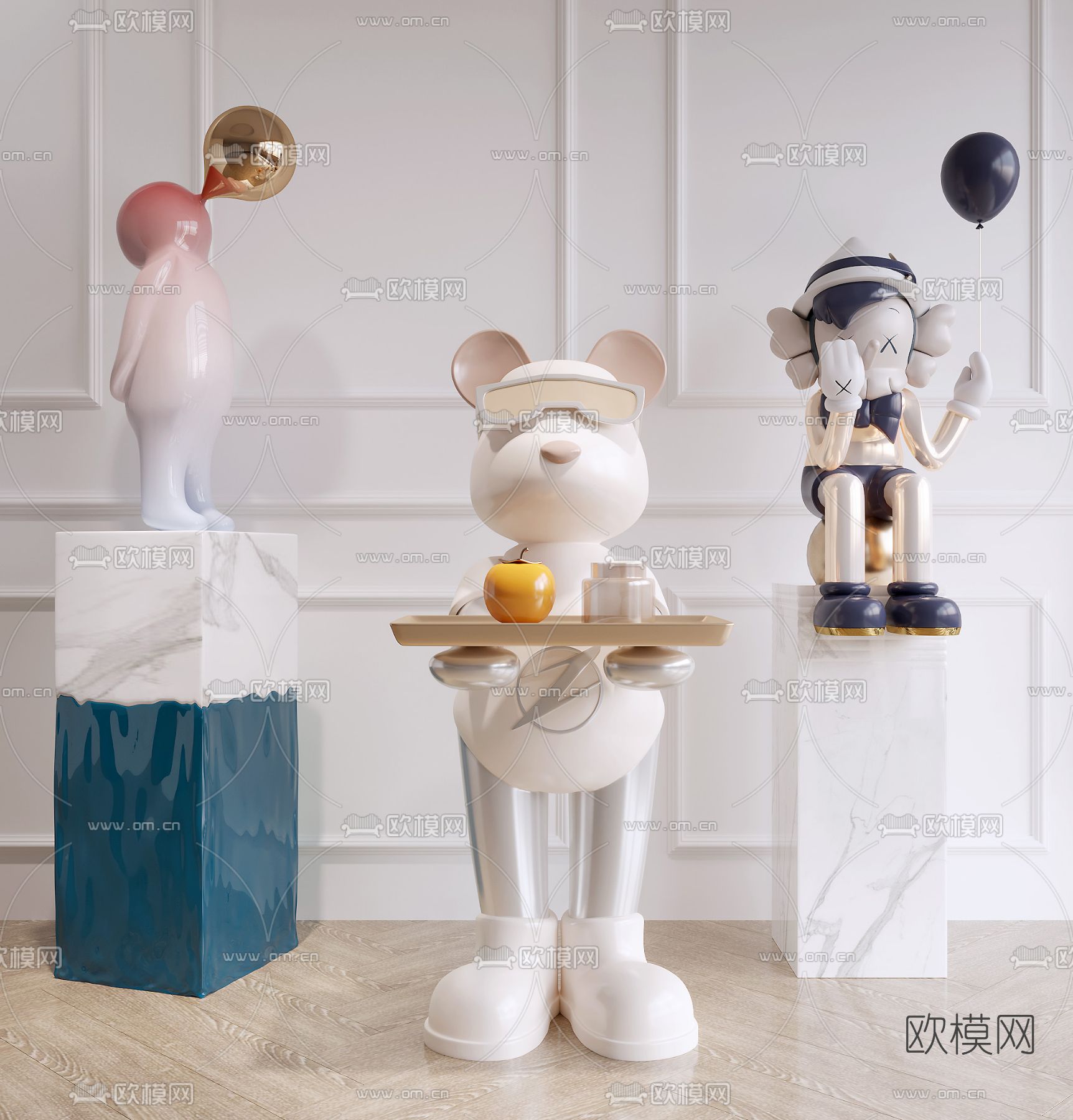 现代卡通雕塑3d模型下载