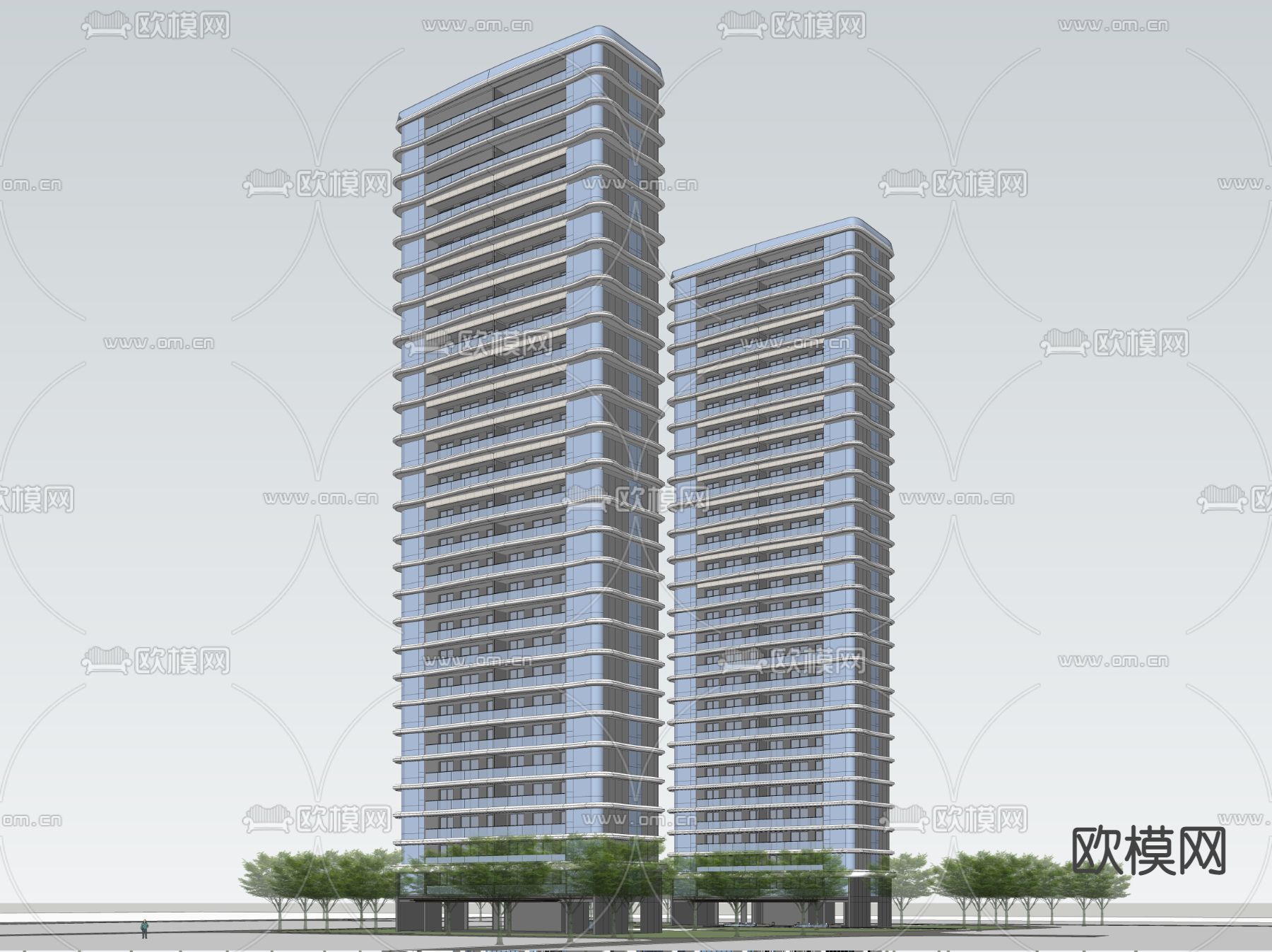 高层住宅楼建筑外观su模型
