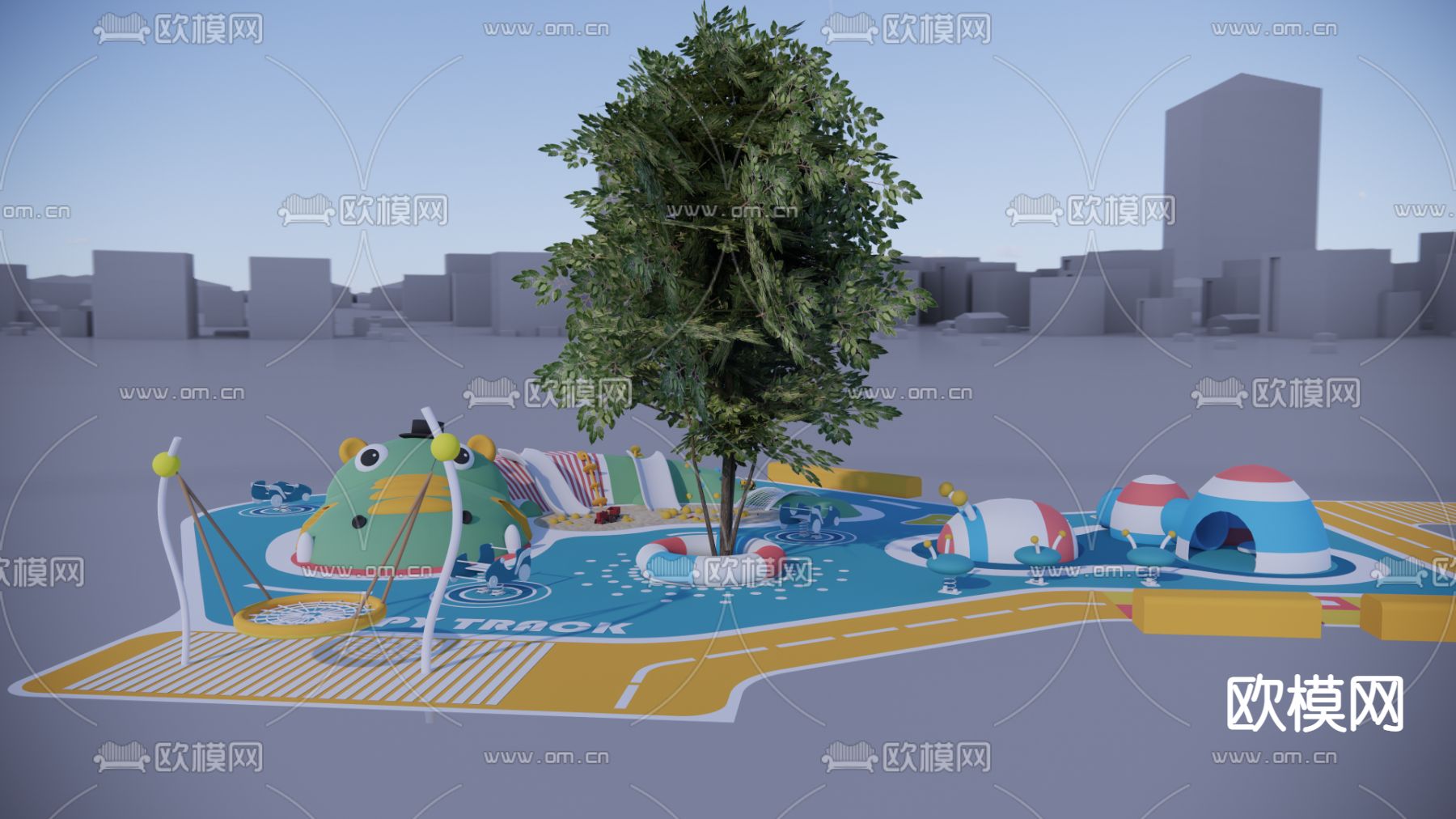 现代户外儿童游乐区su模型