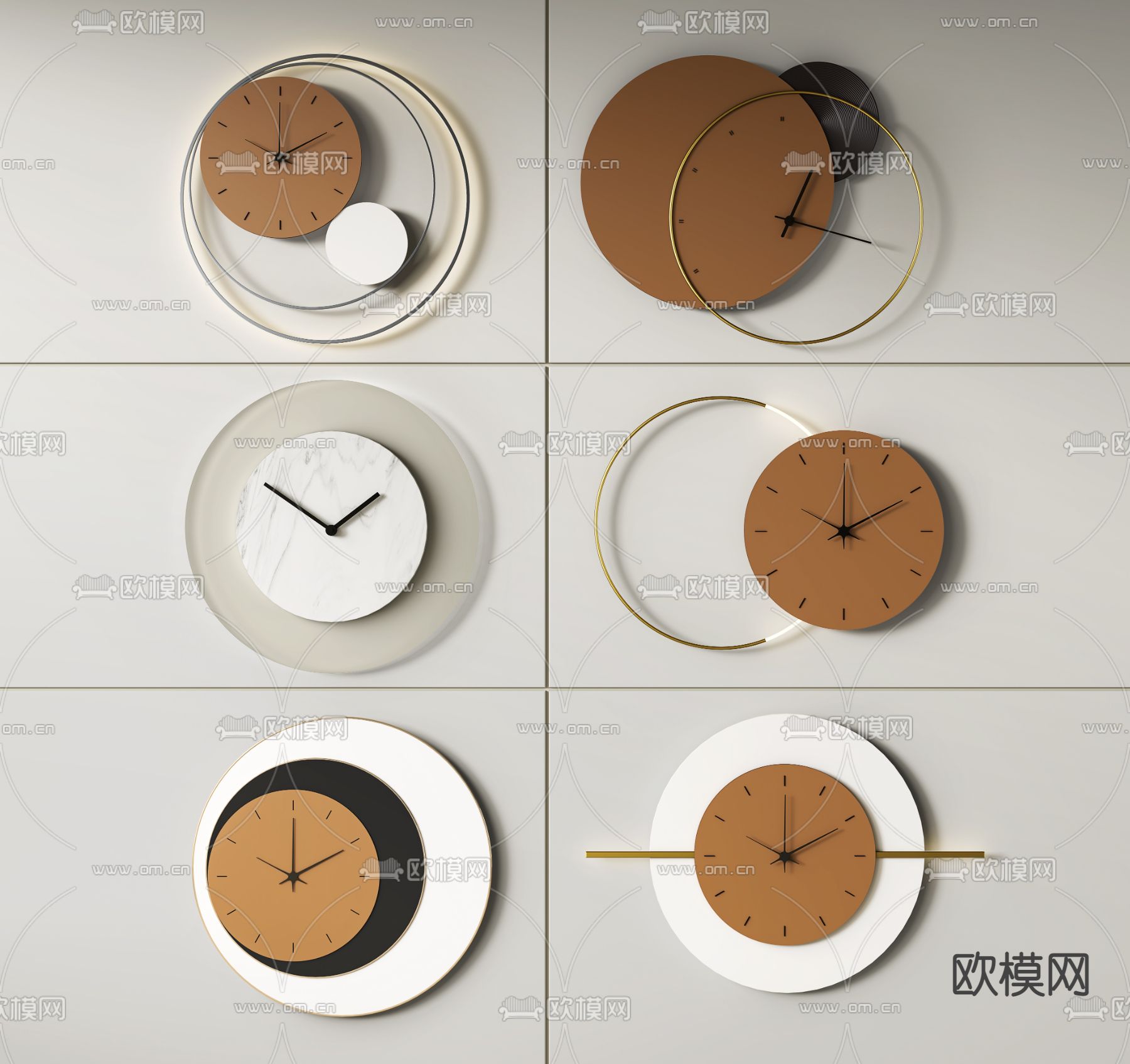 现代时钟 挂钟墙饰su模型下载（渲染图1）