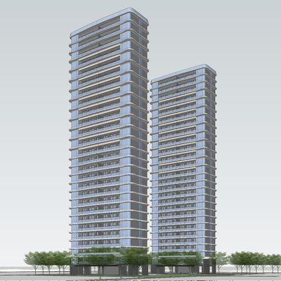 高层住宅楼建筑外观su模型