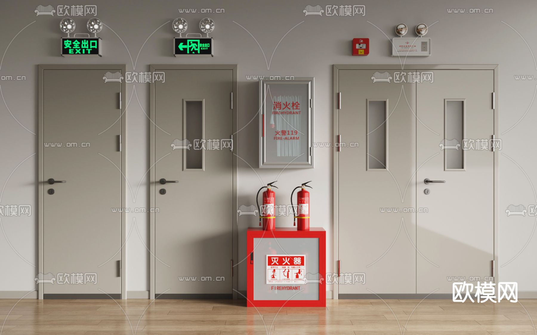 消防门 防火门 消防栓3d模型下载