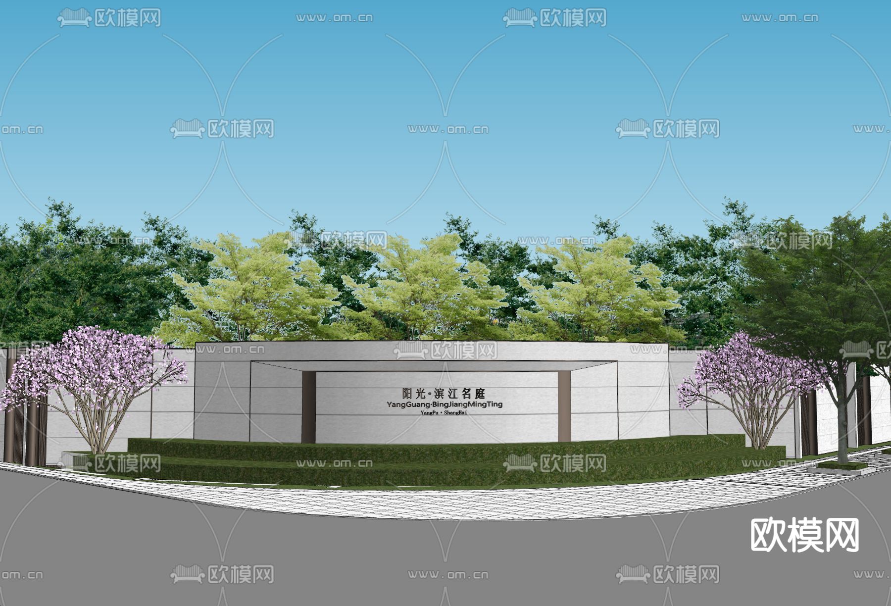 新中式园林景观su模型下载（渲染图4）