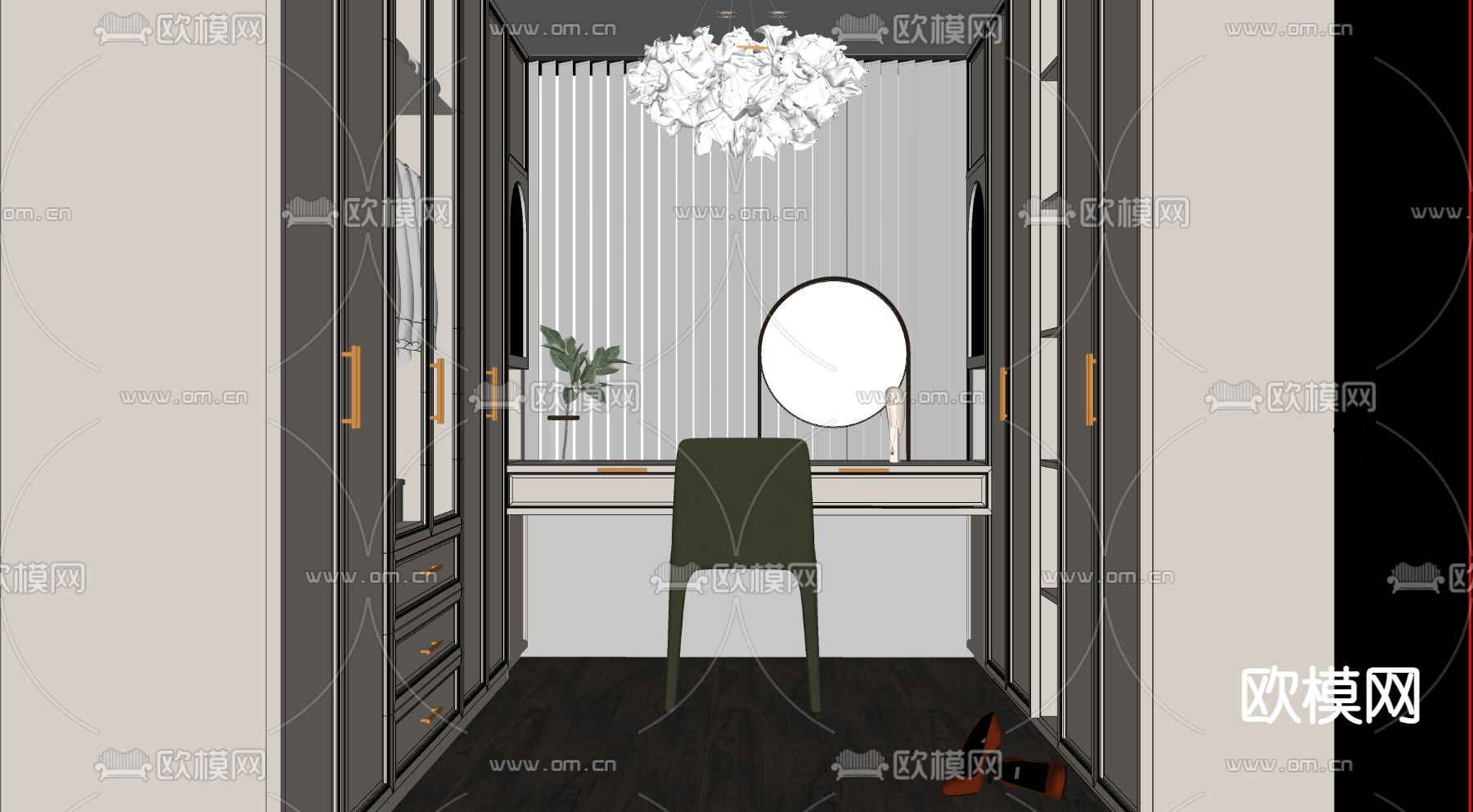 欧式衣帽间su模型下载（渲染图2）